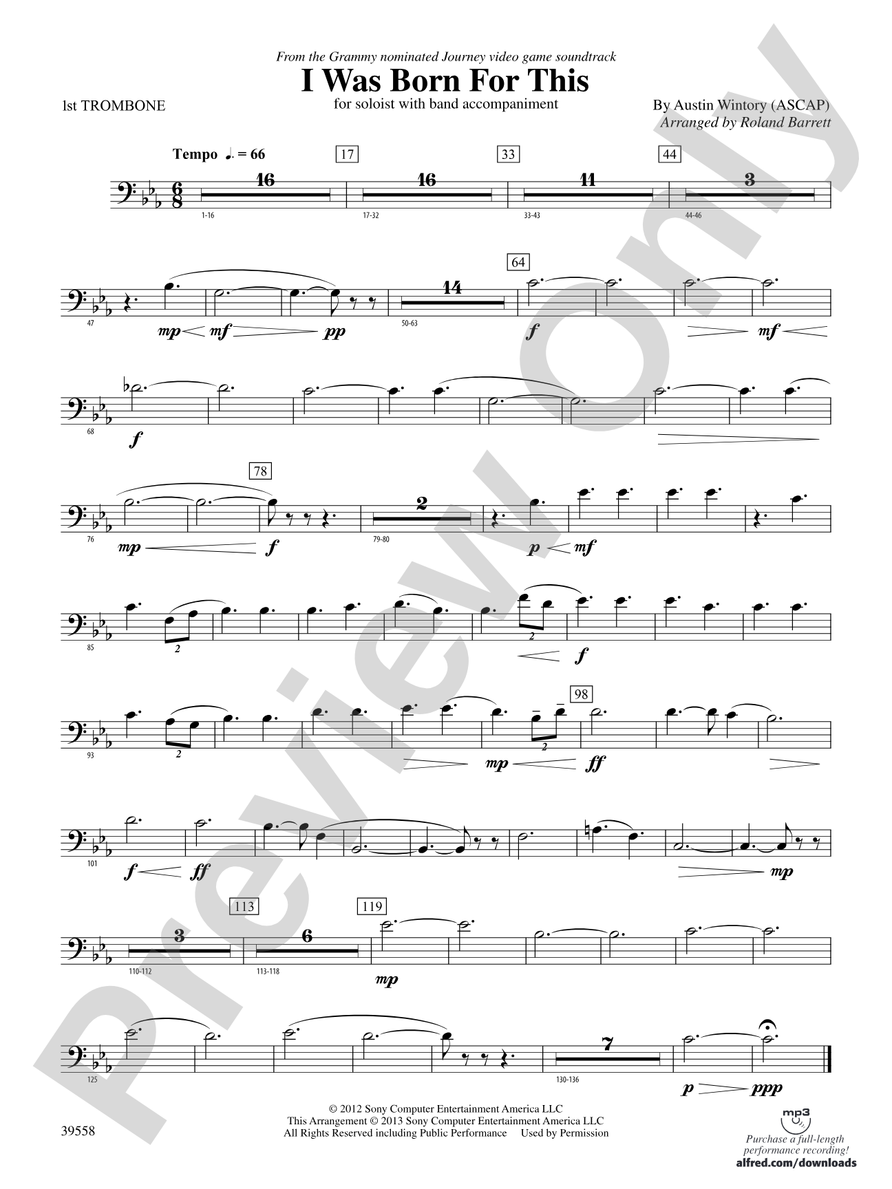 I Was Born for This: 1st Trombone