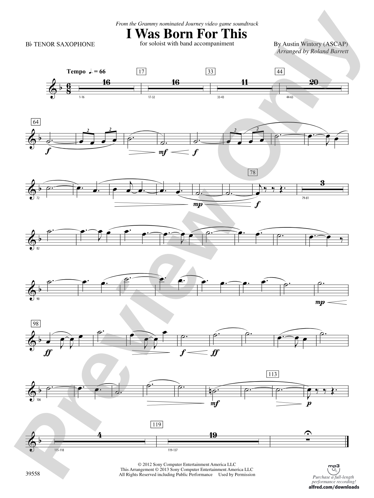 I Was Born for This: B-flat Tenor Saxophone