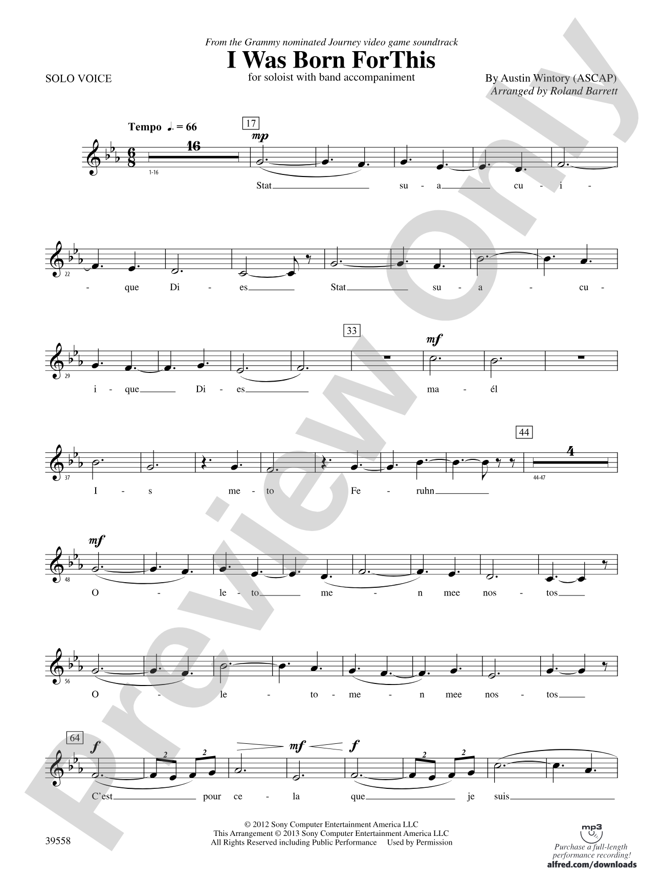 I Was Born for This: Vocal Solo