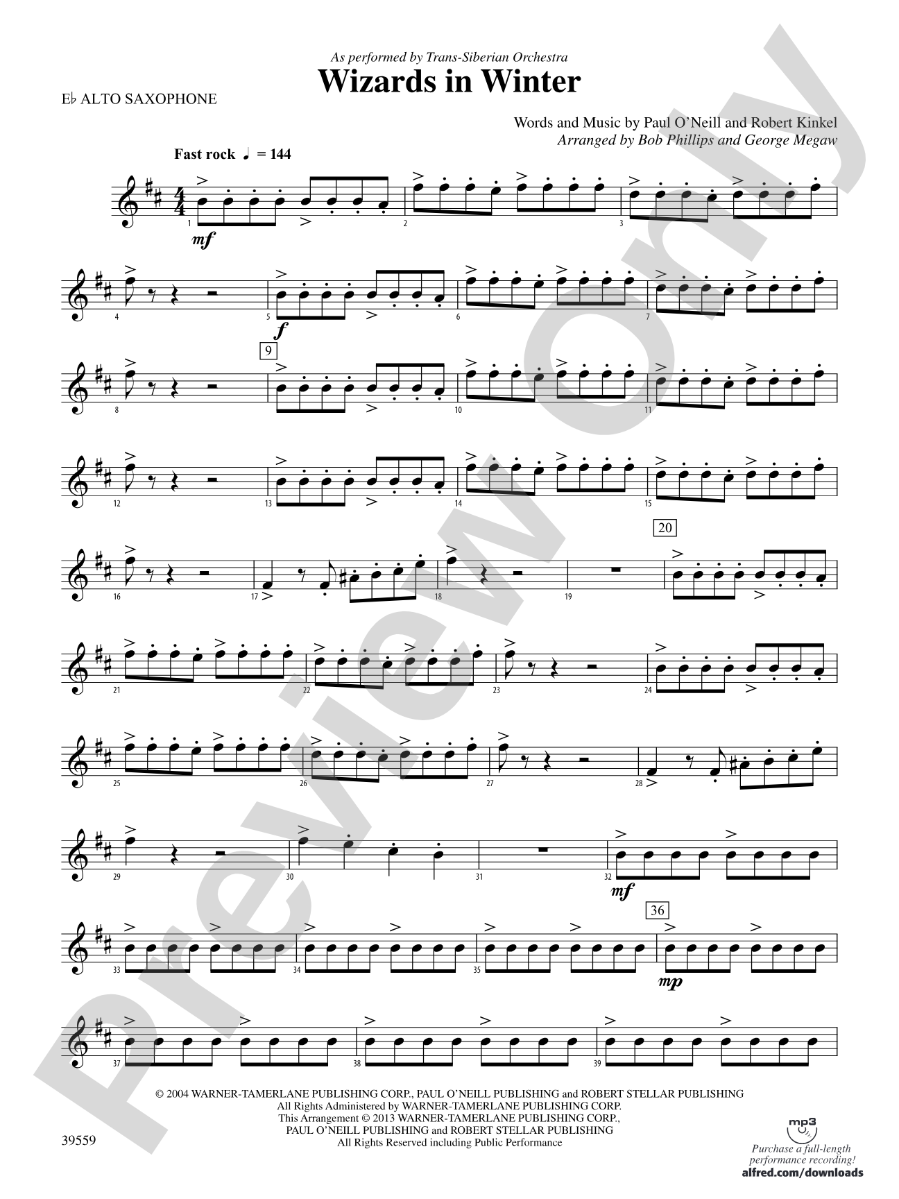 Wizards in Winter: E-flat Alto Saxophone
