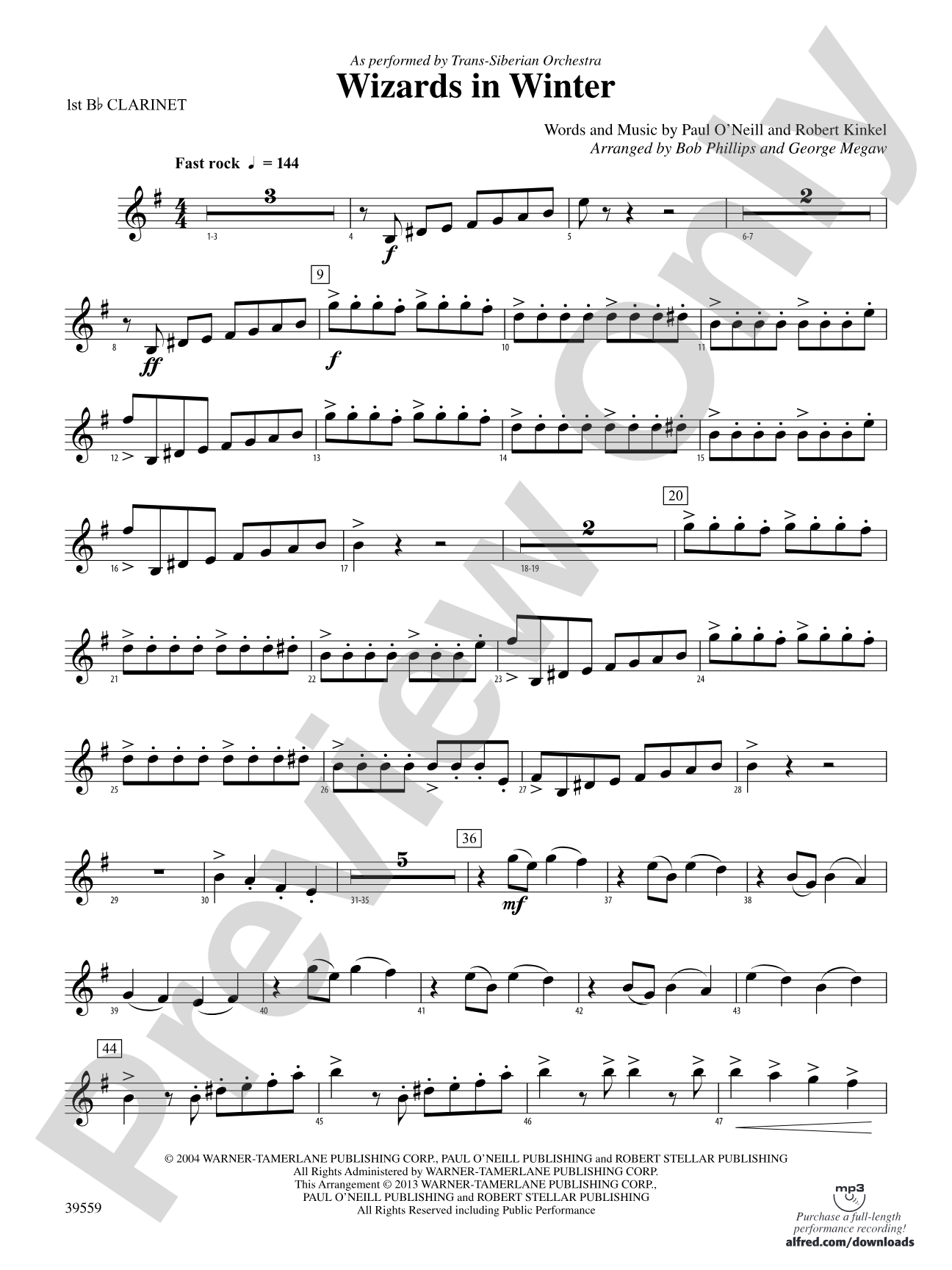 Wizards in Winter: 1st B-flat Clarinet