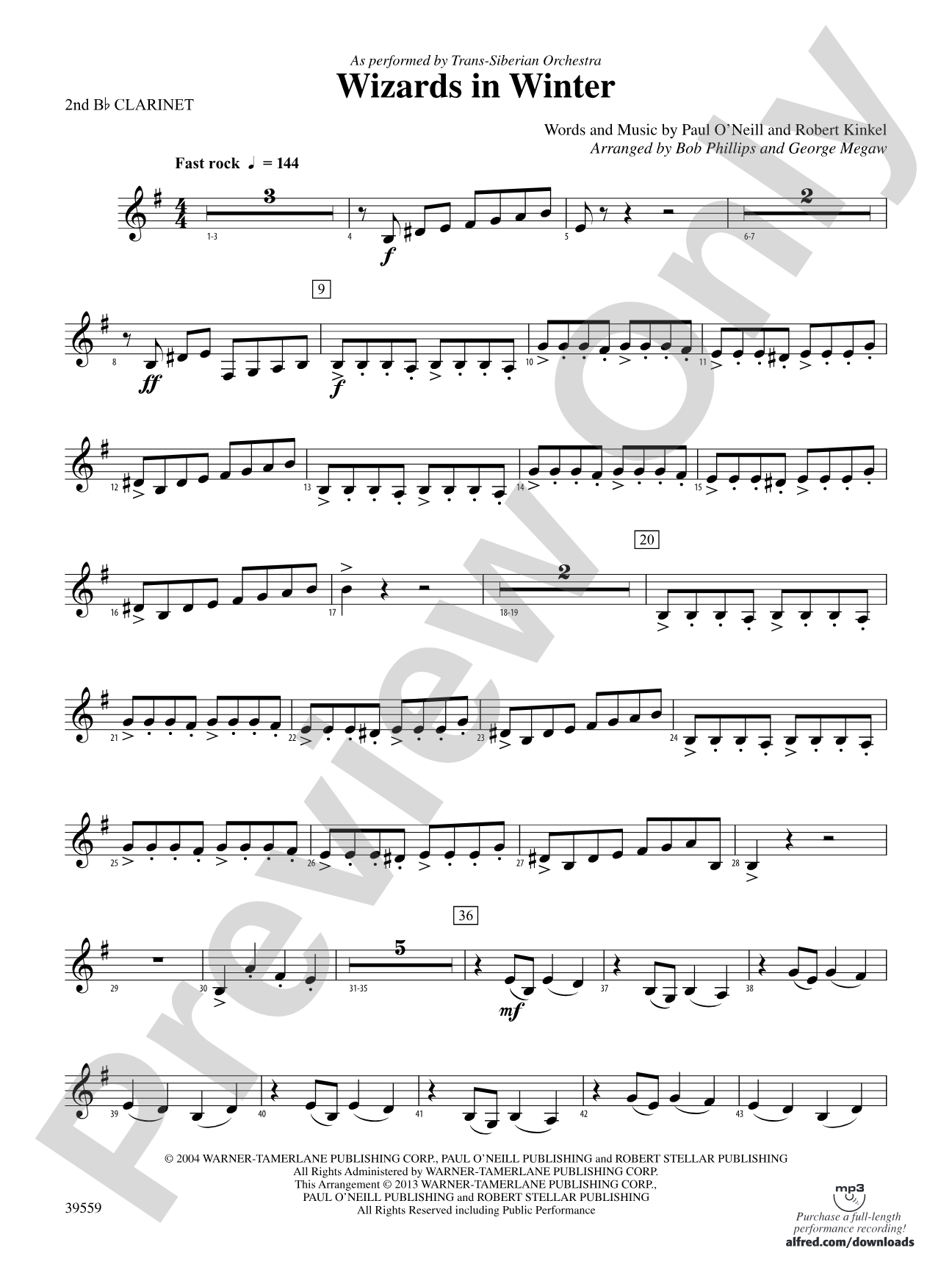 Wizards in Winter: 2nd B-flat Clarinet