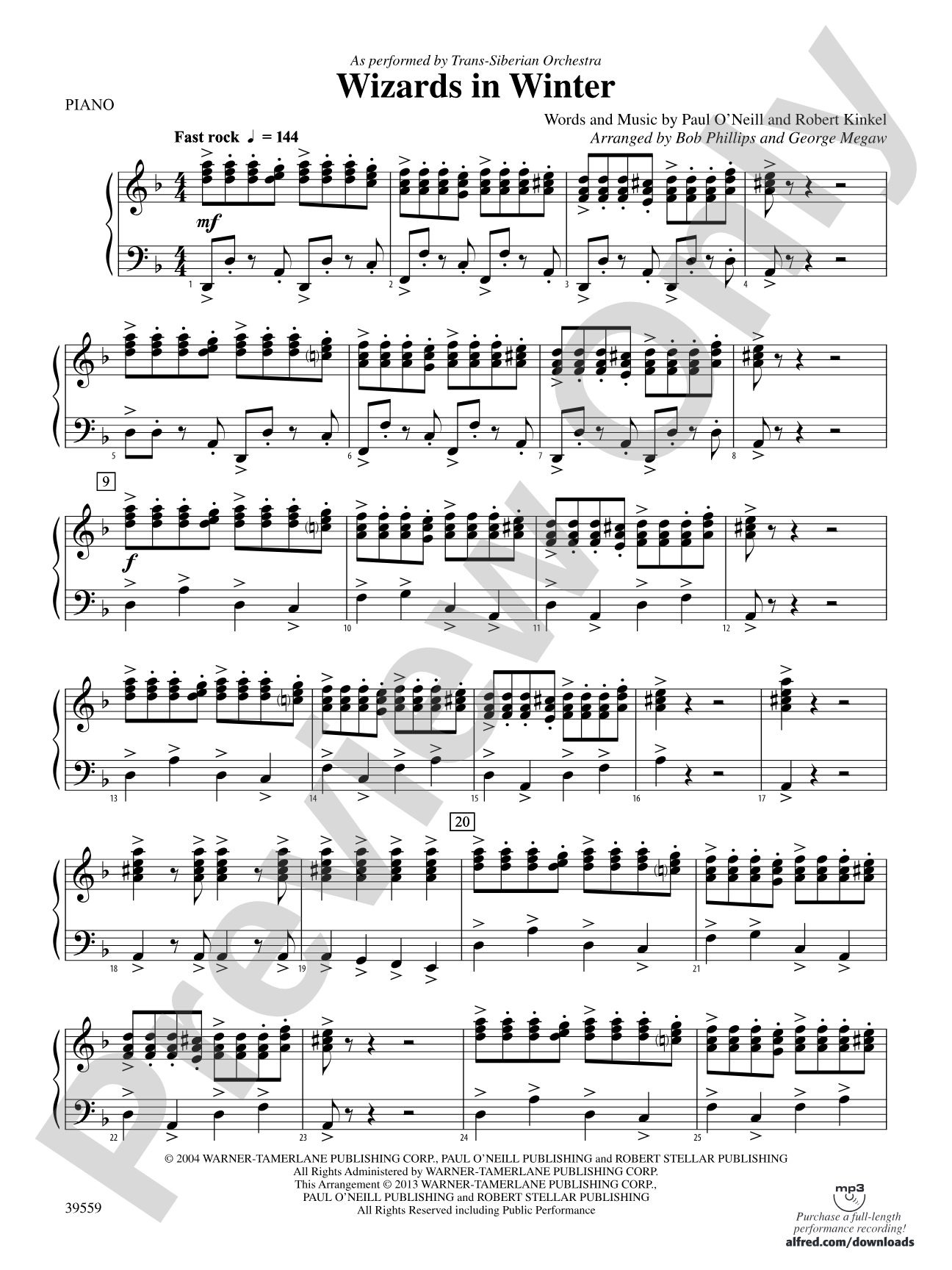 Wizards in Winter: Piano Accompaniment