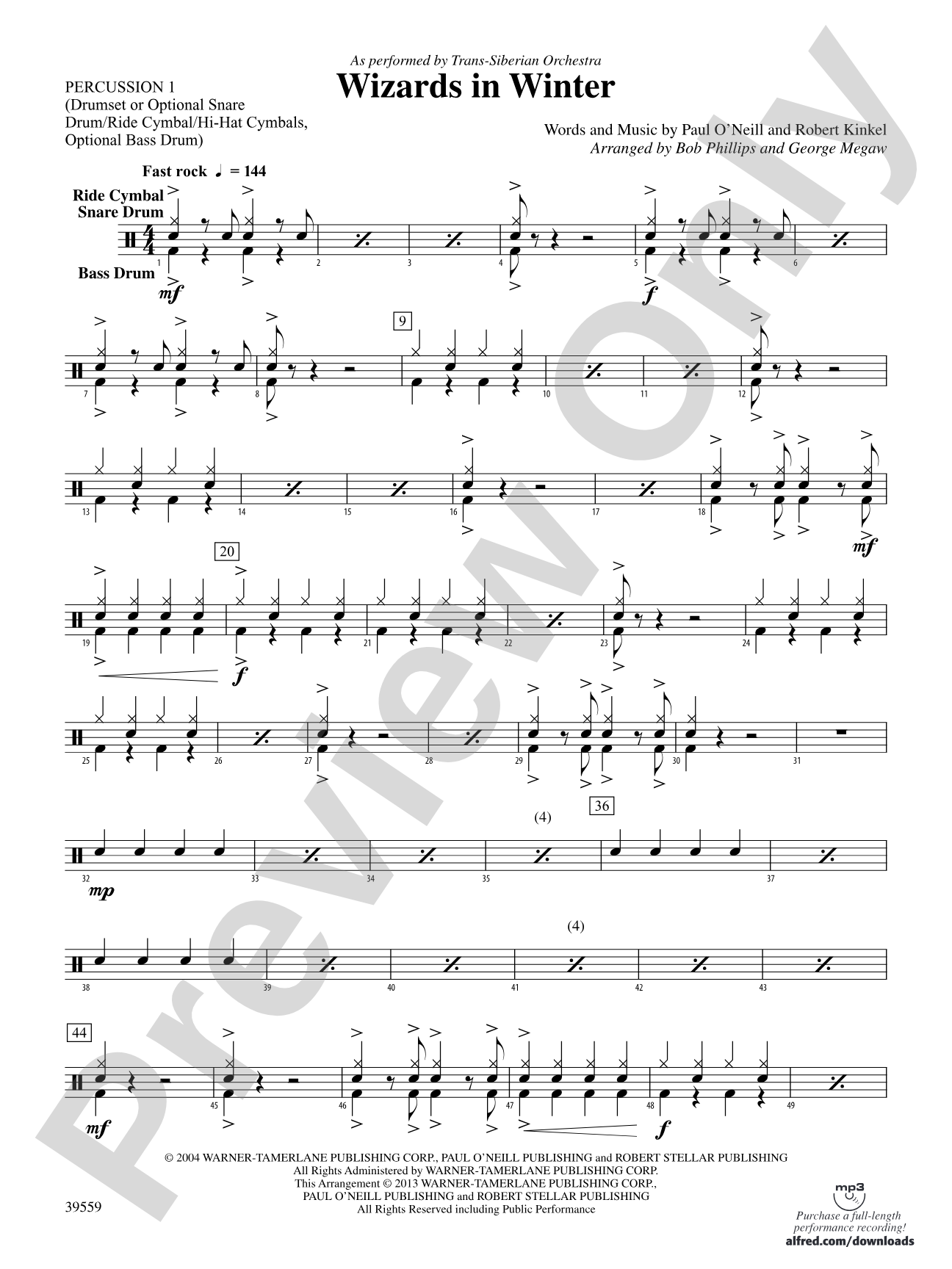 Wizards in Winter: 1st Percussion