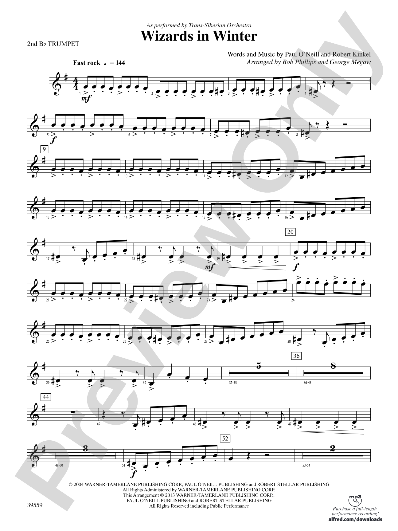 Wizards in Winter: 2nd B-flat Trumpet
