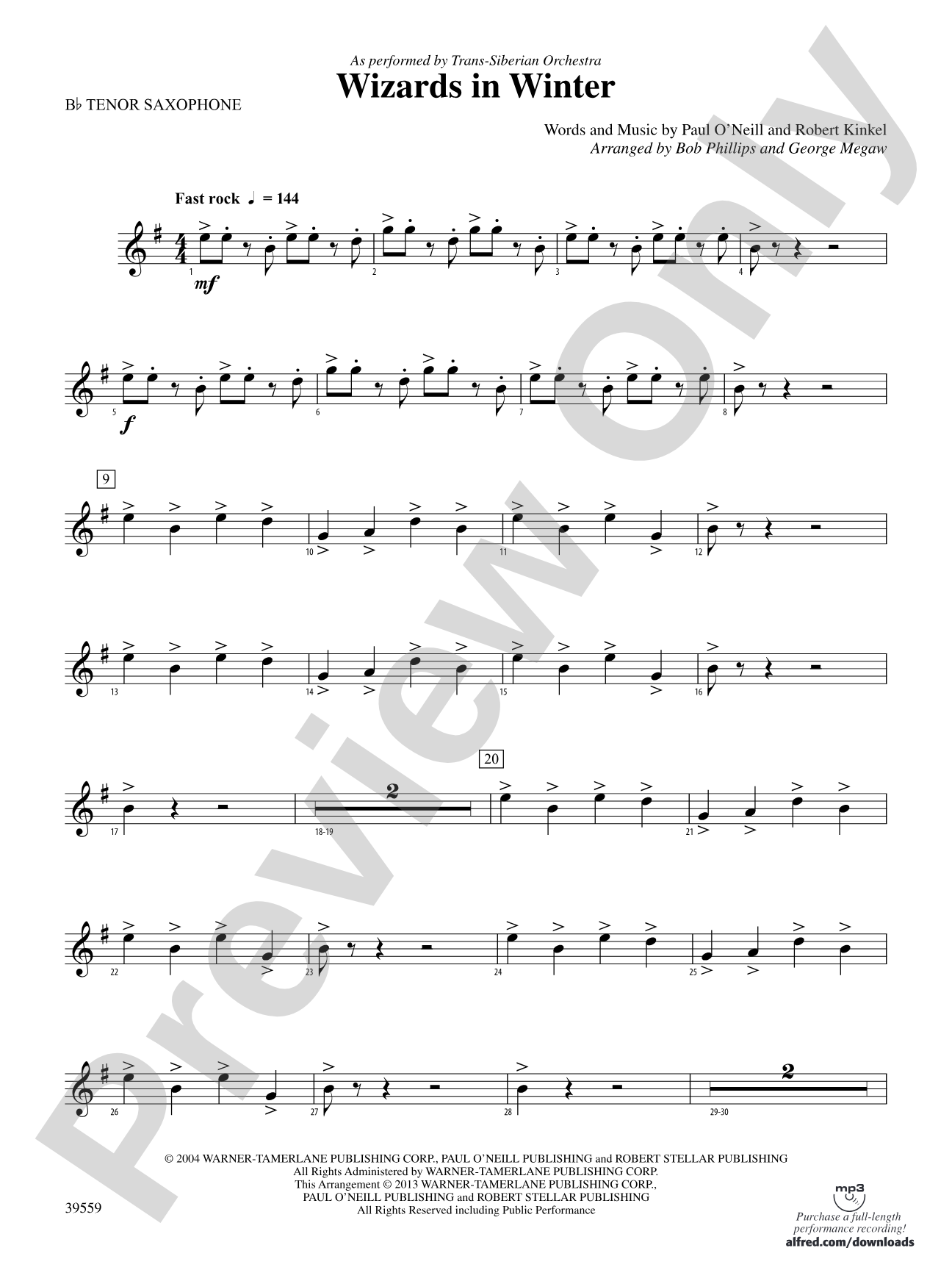 Wizards in Winter: B-flat Tenor Saxophone
