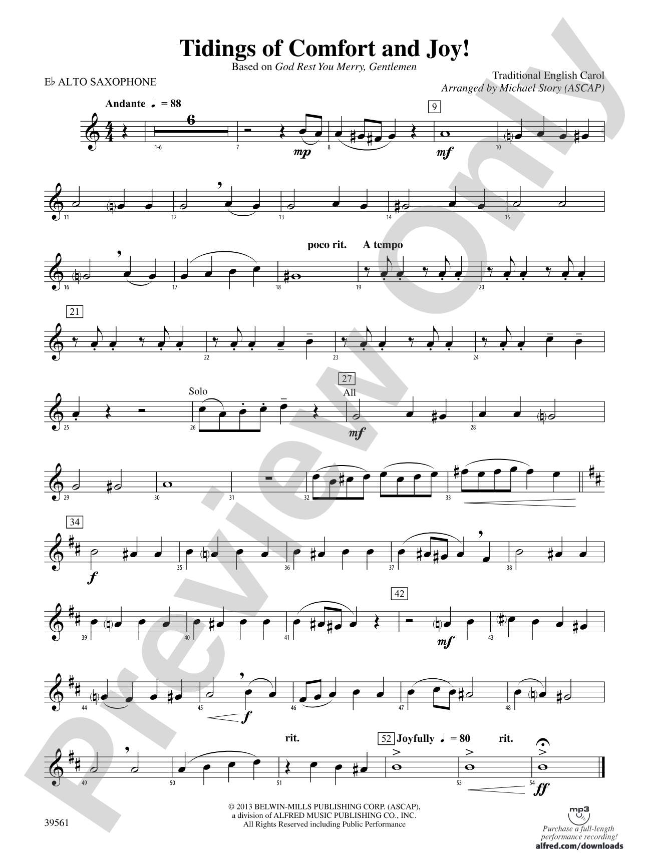 Tidings of Comfort and Joy!: E-flat Alto Saxophone