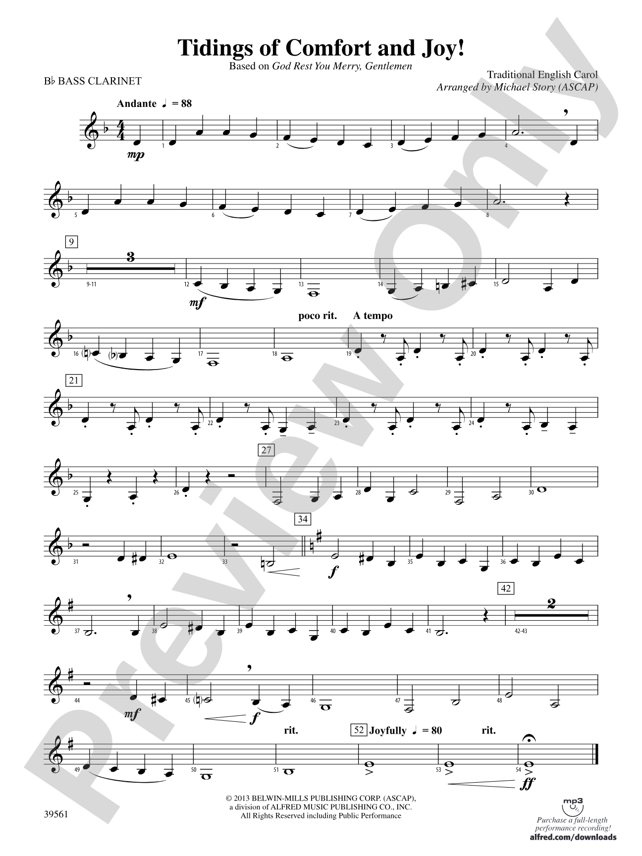 Tidings of Comfort and Joy!: B-flat Bass Clarinet