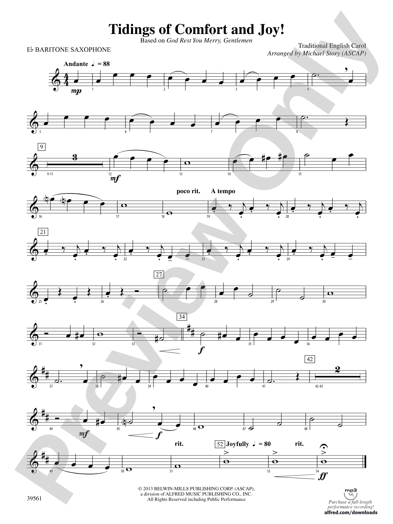 Tidings of Comfort and Joy!: E-flat Baritone Saxophone