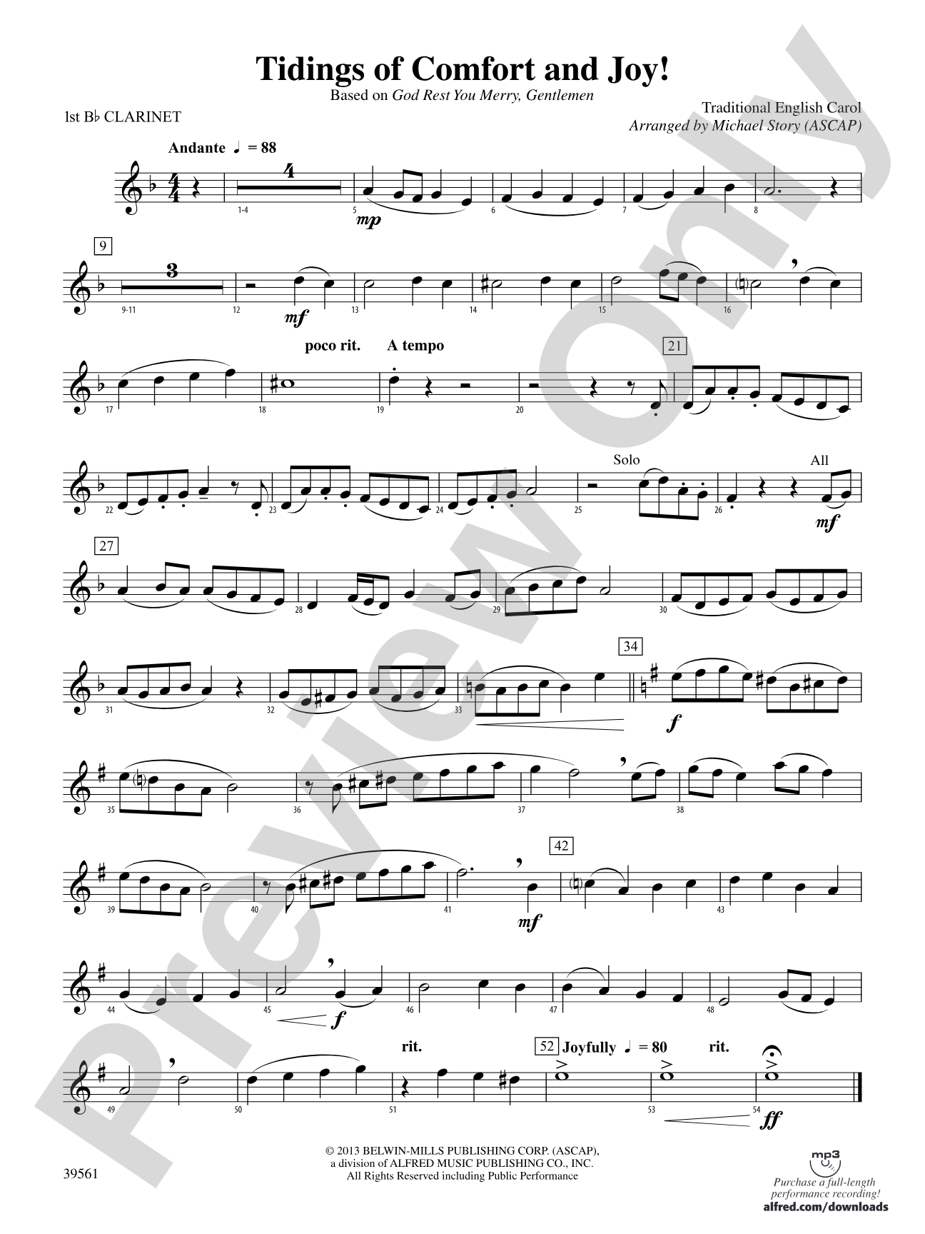 Tidings of Comfort and Joy!: 1st B-flat Clarinet