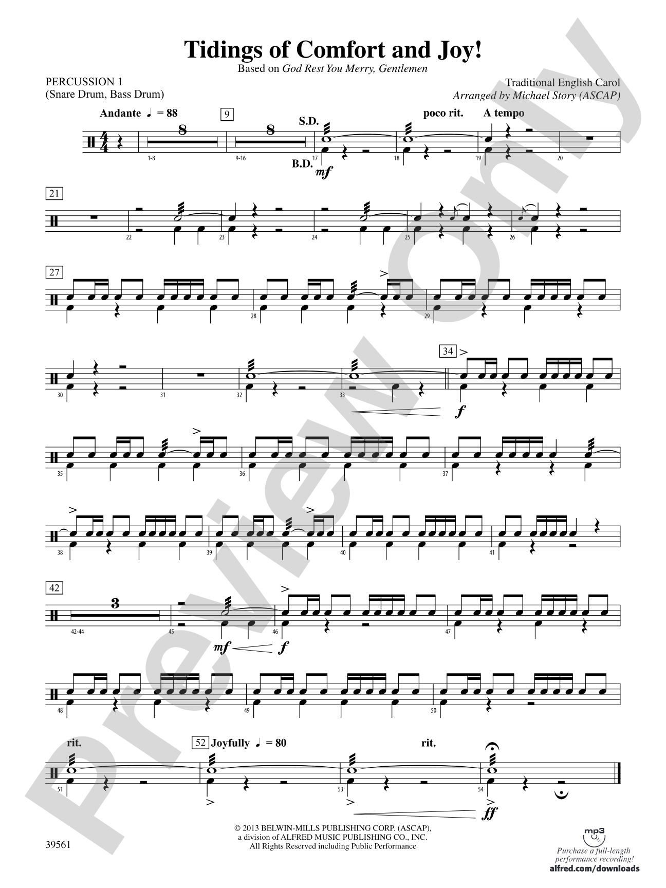 Tidings of Comfort and Joy!: 1st Percussion