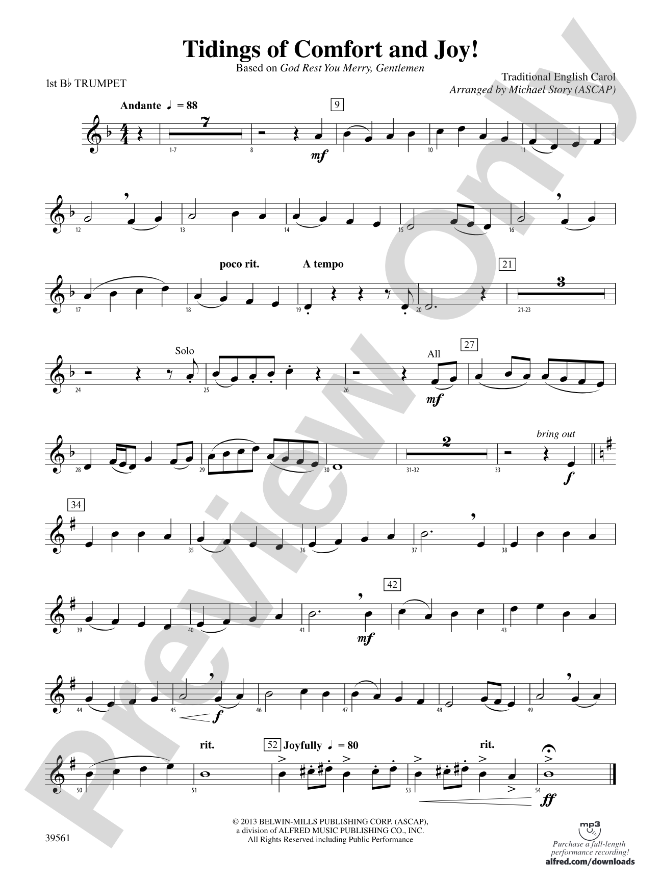 Tidings of Comfort and Joy!: 1st B-flat Trumpet
