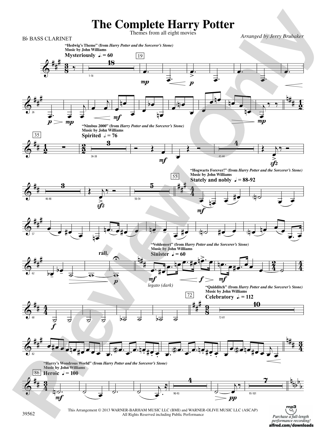 The Complete Harry Potter: B-flat Bass Clarinet