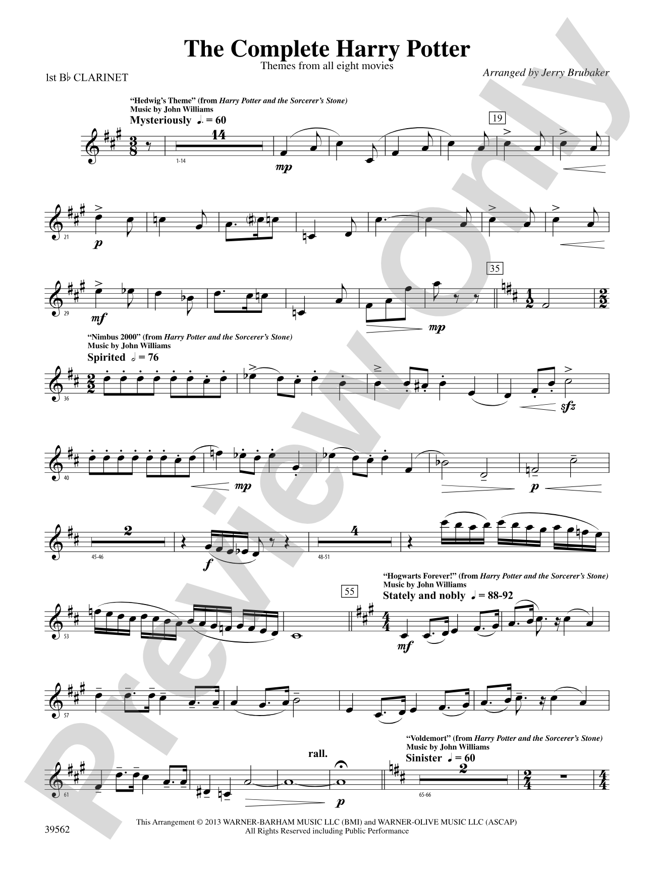 The Complete Harry Potter: 1st B-flat Clarinet