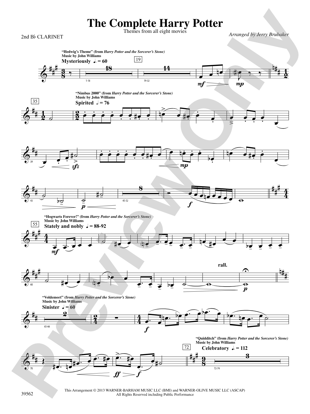 The Complete Harry Potter: 2nd B-flat Clarinet