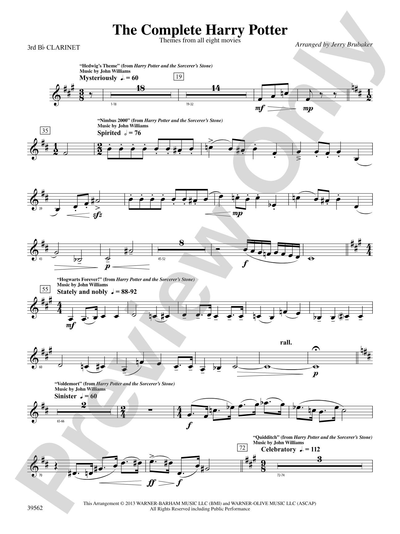 The Complete Harry Potter: 3rd B-flat Clarinet