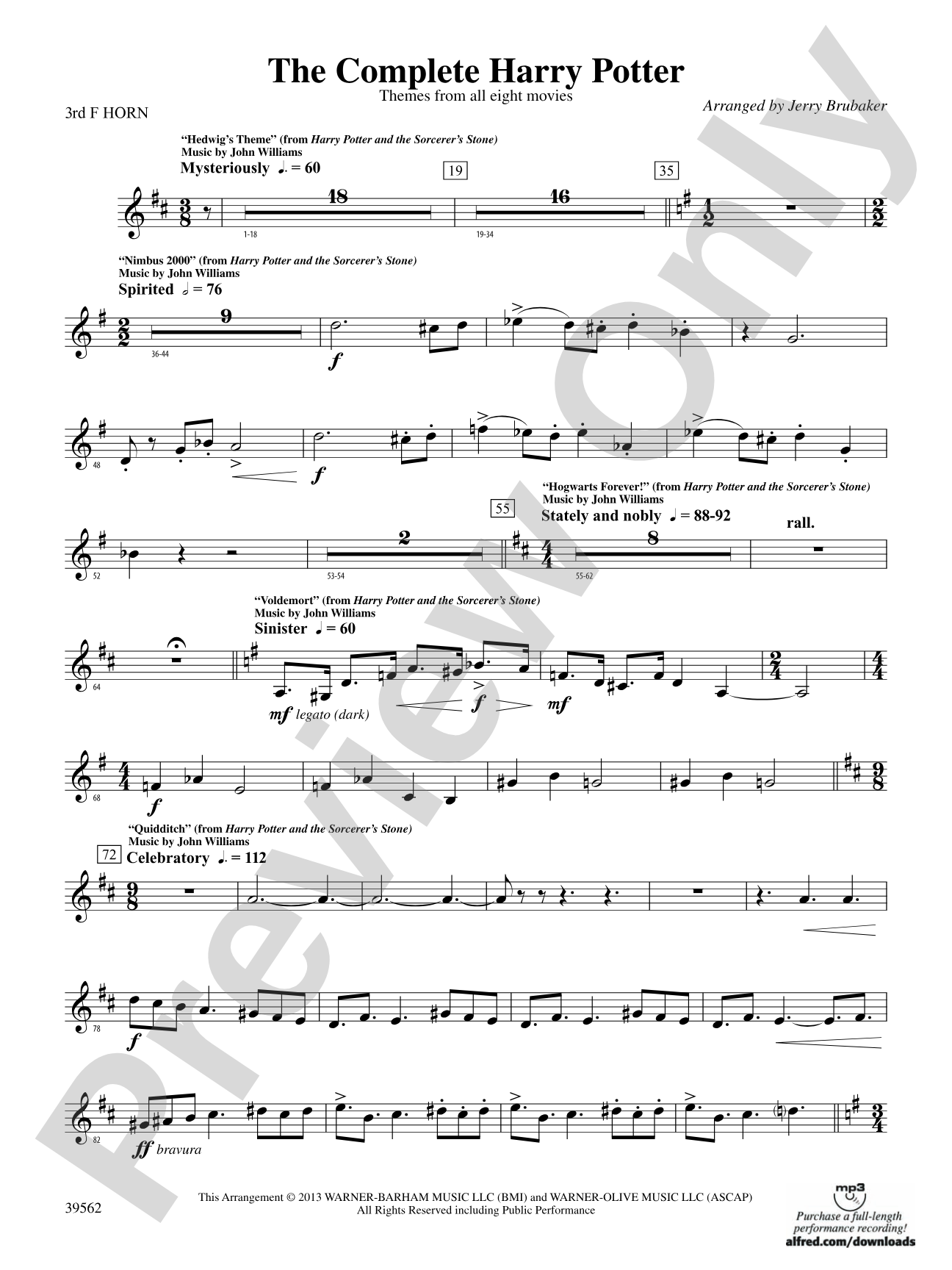 The Complete Harry Potter: 3rd F Horn