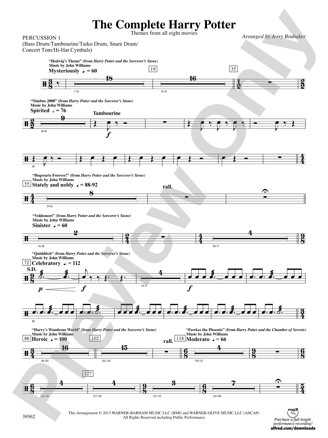 The Complete Harry Potter: 1st Percussion