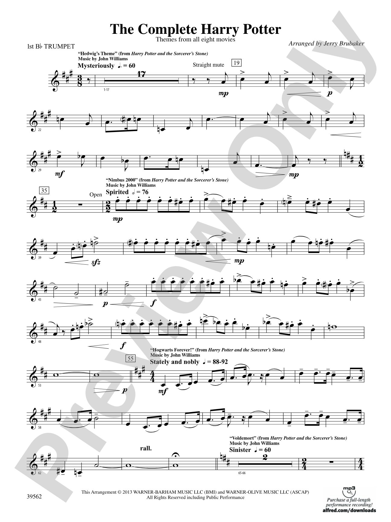 The Complete Harry Potter: 1st B-flat Trumpet