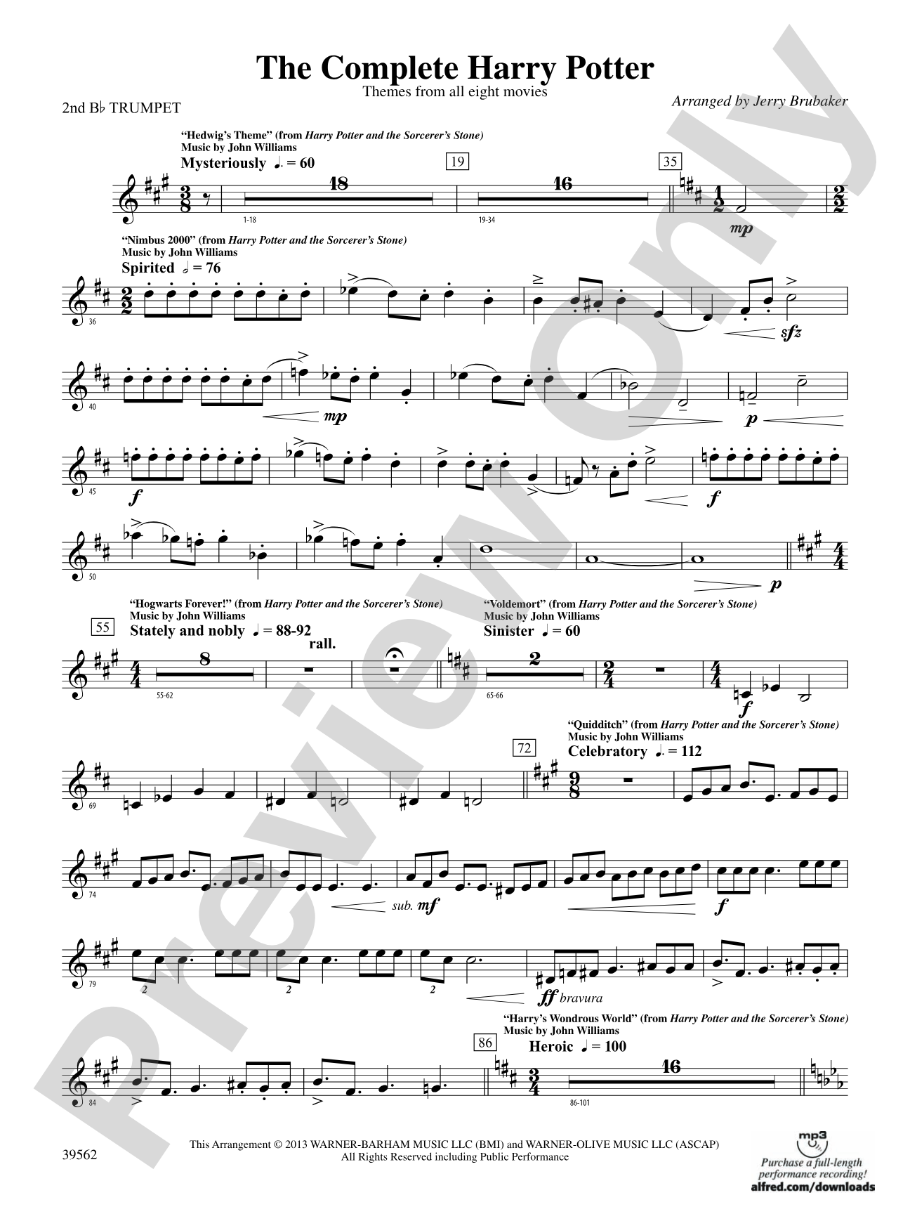 The Complete Harry Potter: 2nd B-flat Trumpet