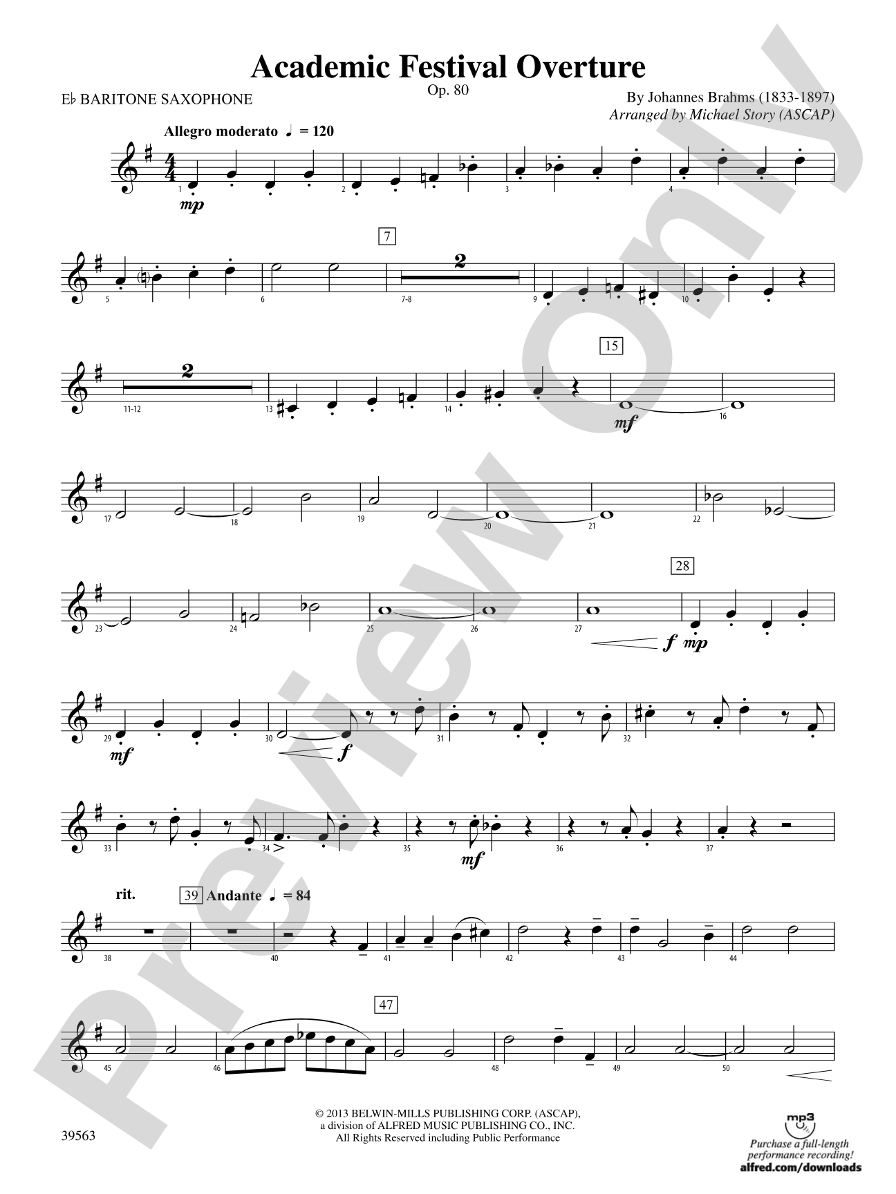 Academic Festival Overture: E-flat Baritone Saxophone