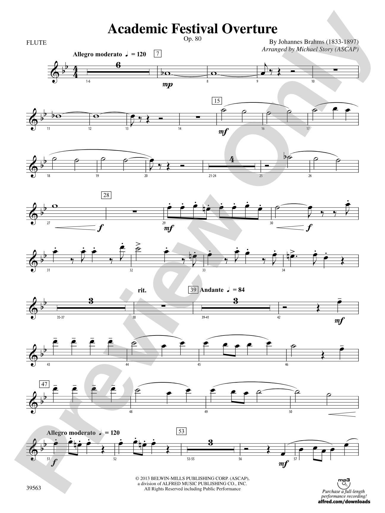 Academic Festival Overture: Flute