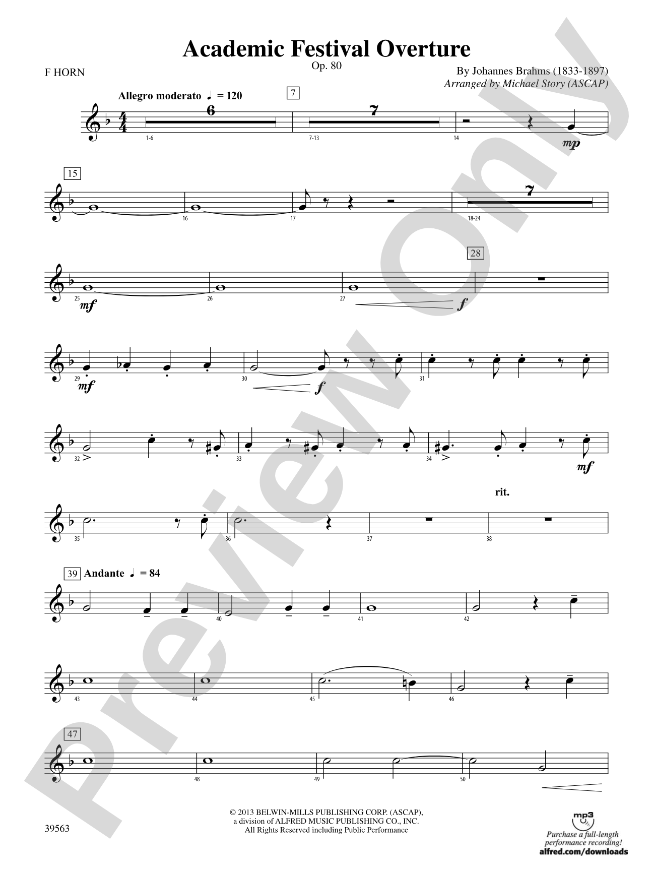 Academic Festival Overture: 1st F Horn