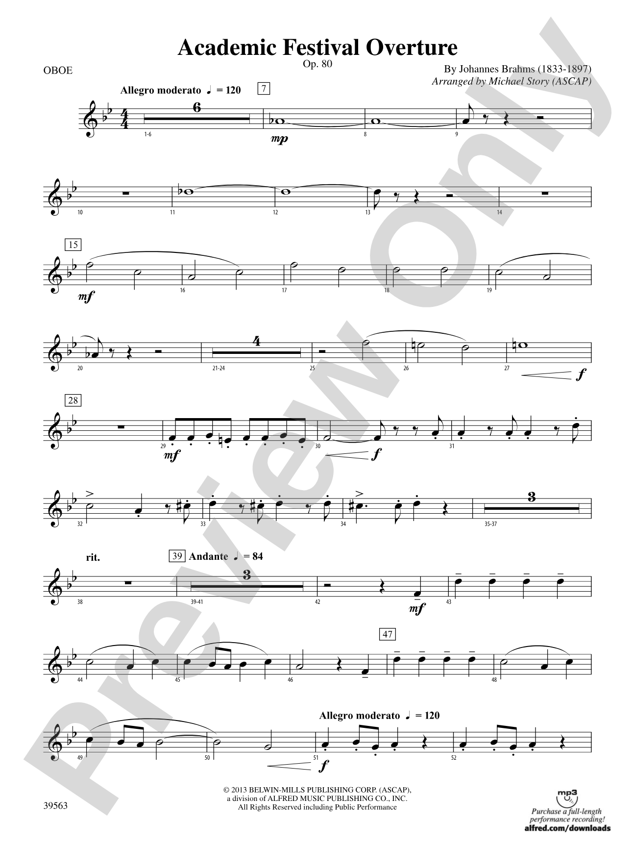 Academic Festival Overture: Oboe