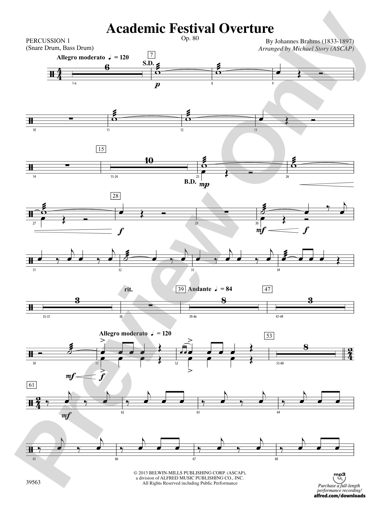 Academic Festival Overture: 1st Percussion