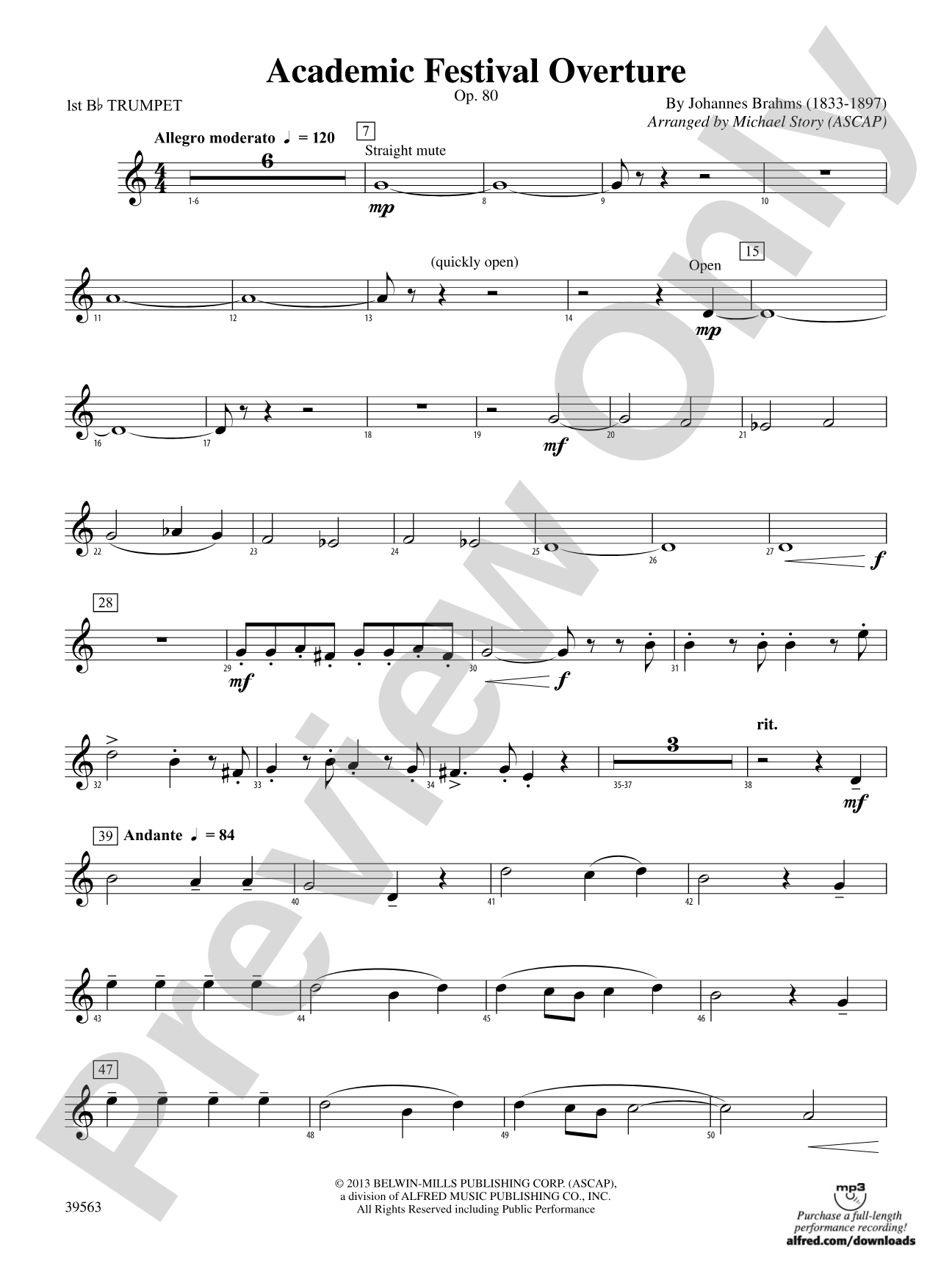 Academic Festival Overture: 1st B-flat Trumpet