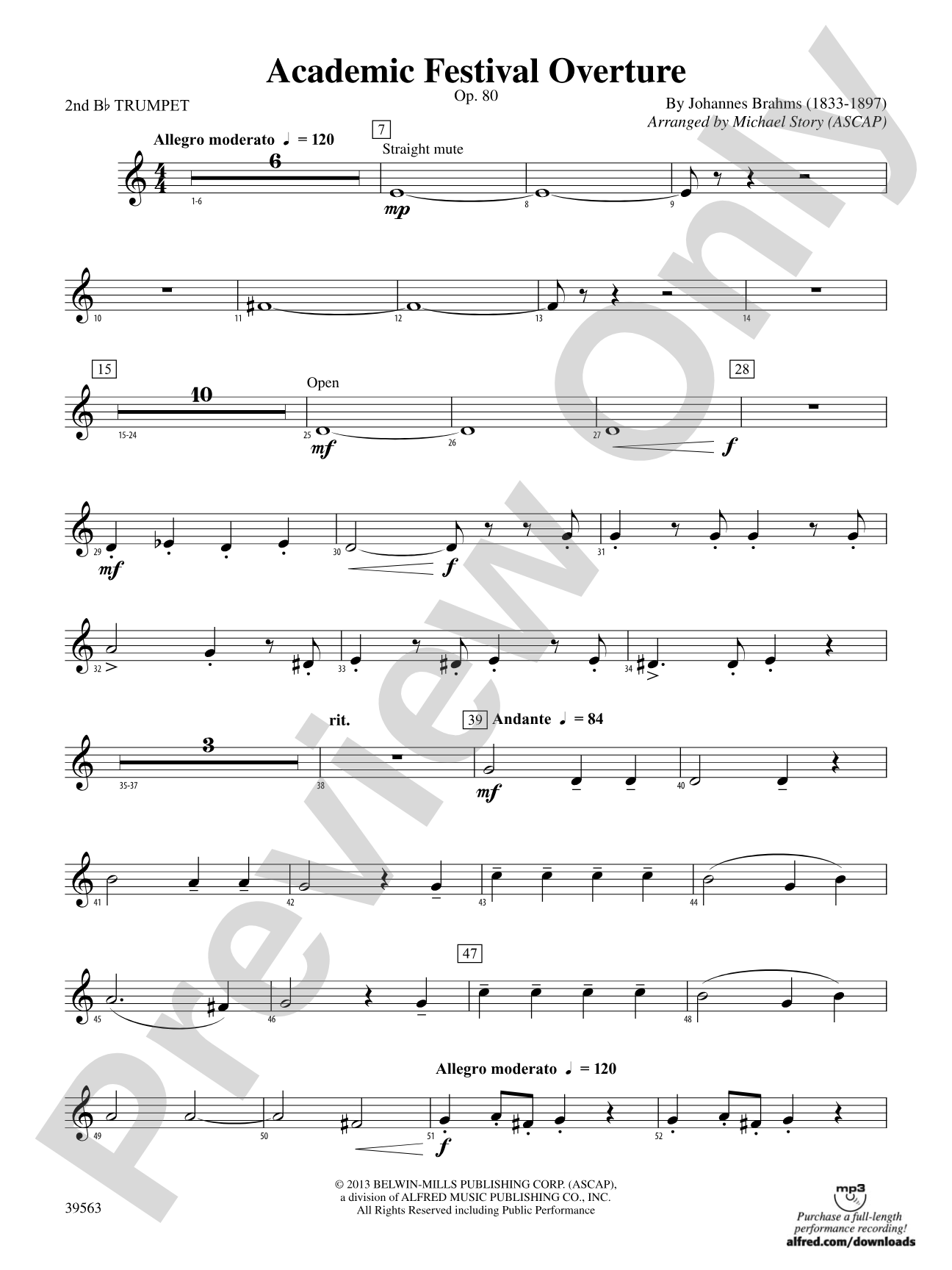 Academic Festival Overture: 2nd B-flat Trumpet