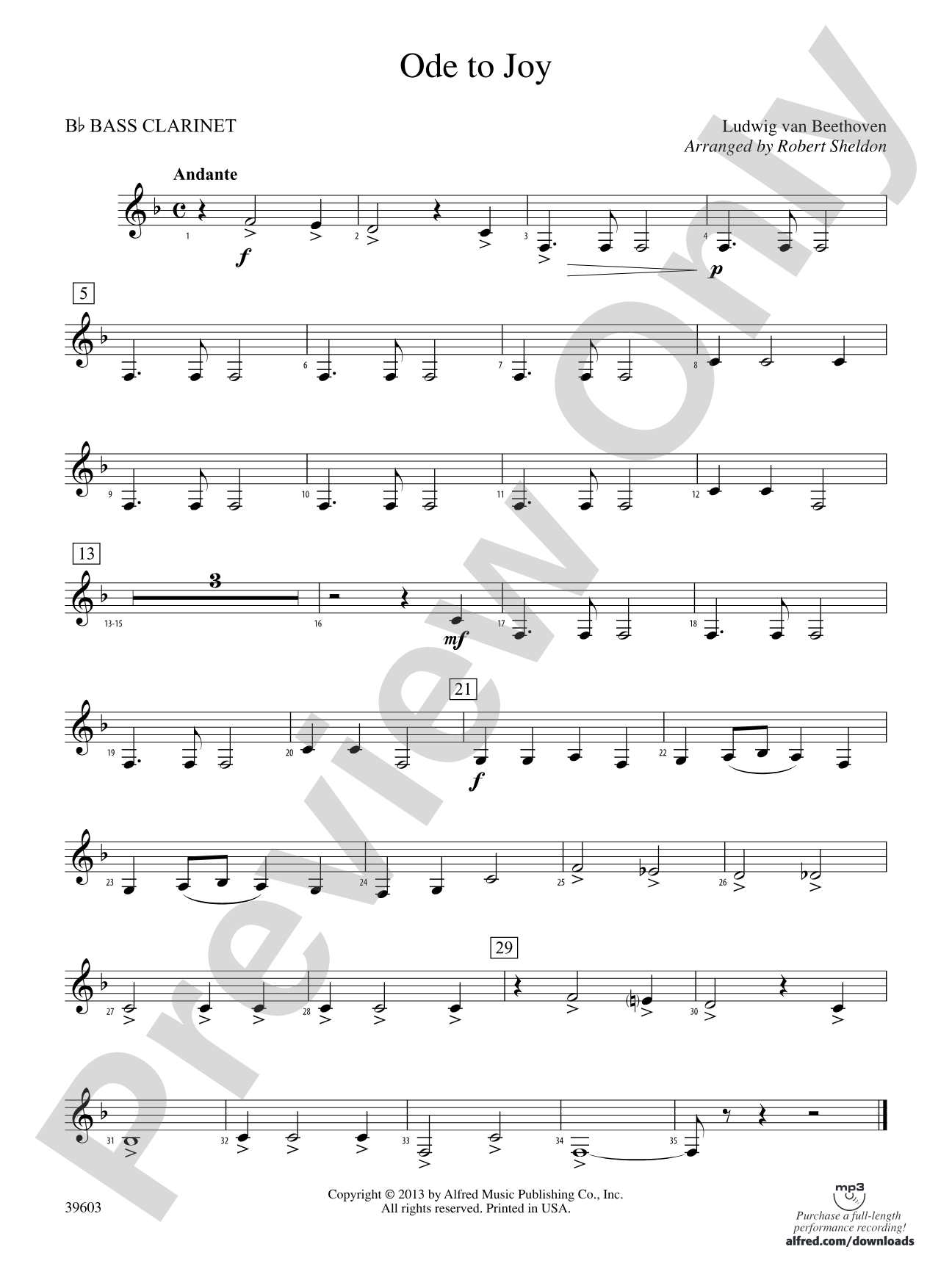Ode to Joy: B-flat Bass Clarinet
