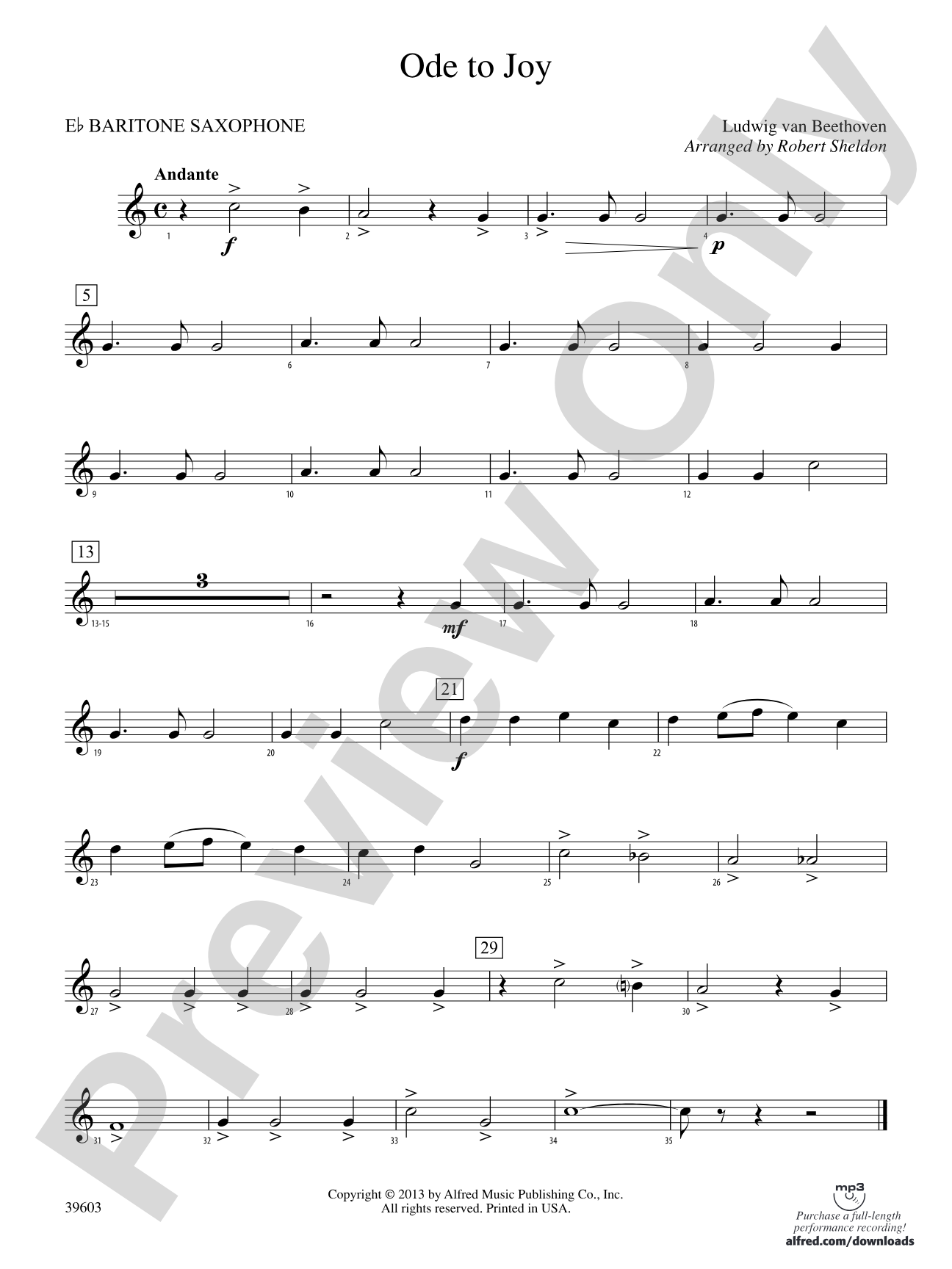 Ode to Joy: E-flat Baritone Saxophone