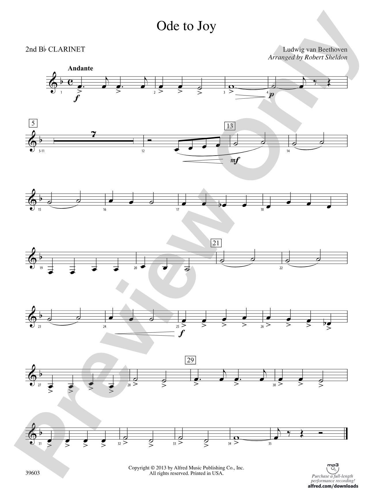 Ode to Joy: 2nd B-flat Clarinet