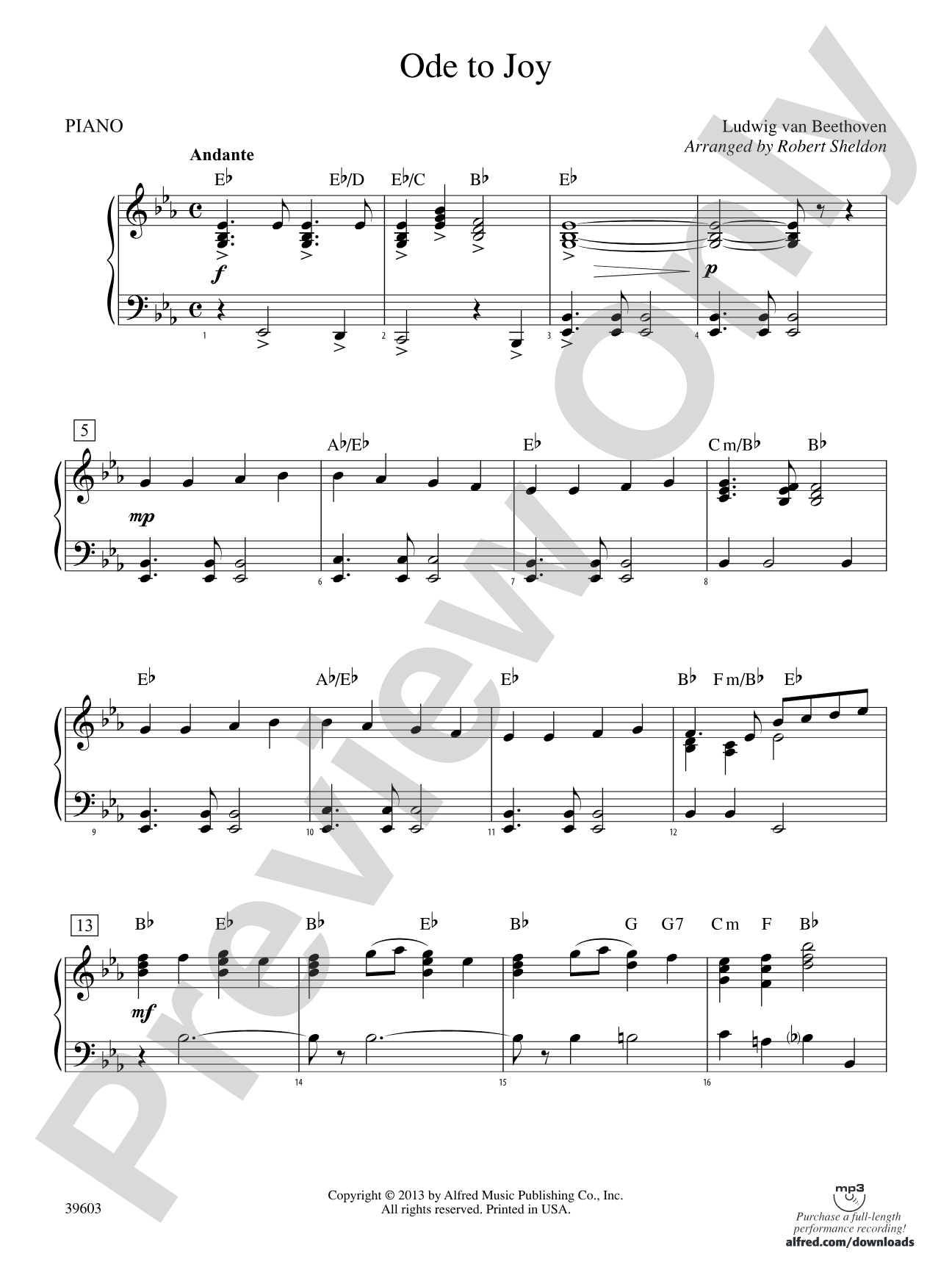 Ode to Joy: Piano Accompaniment