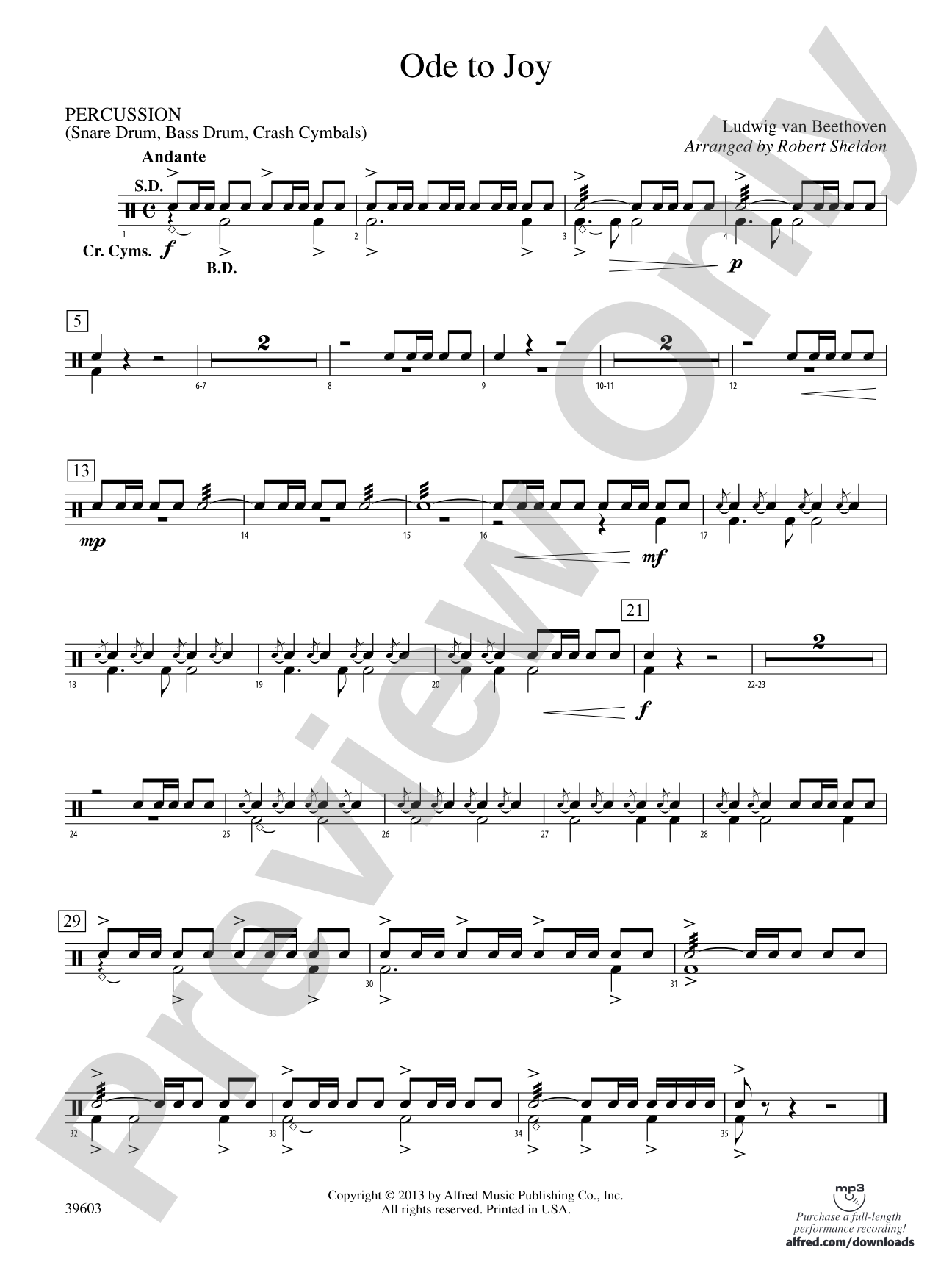 Ode to Joy: 1st Percussion