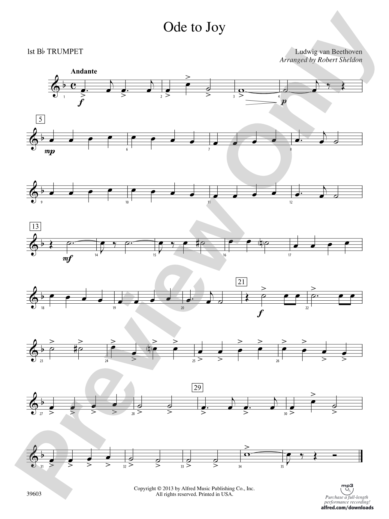 Ode to Joy: 1st B-flat Trumpet