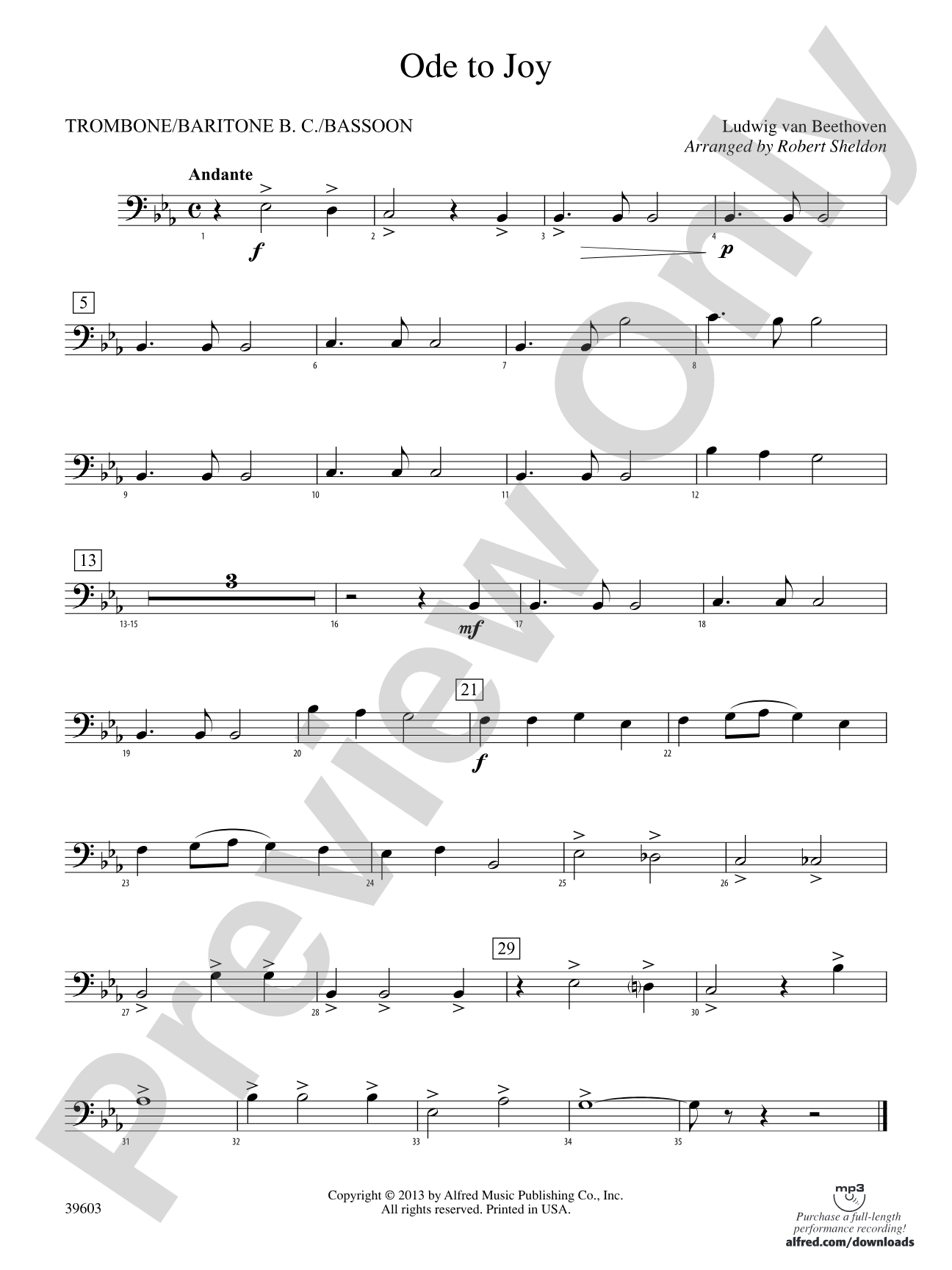 Ode to Joy: 1st Trombone