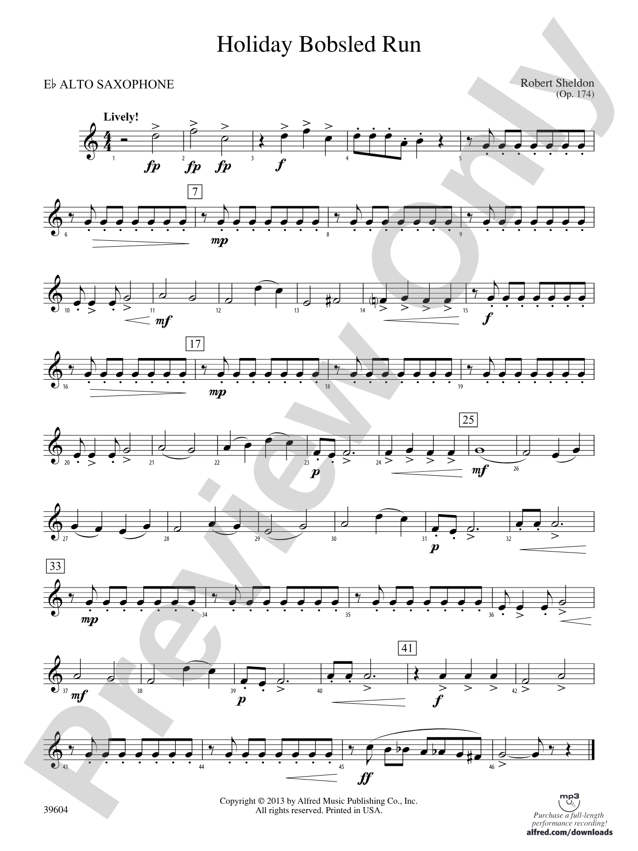 Holiday Bobsled Run: E-flat Alto Saxophone