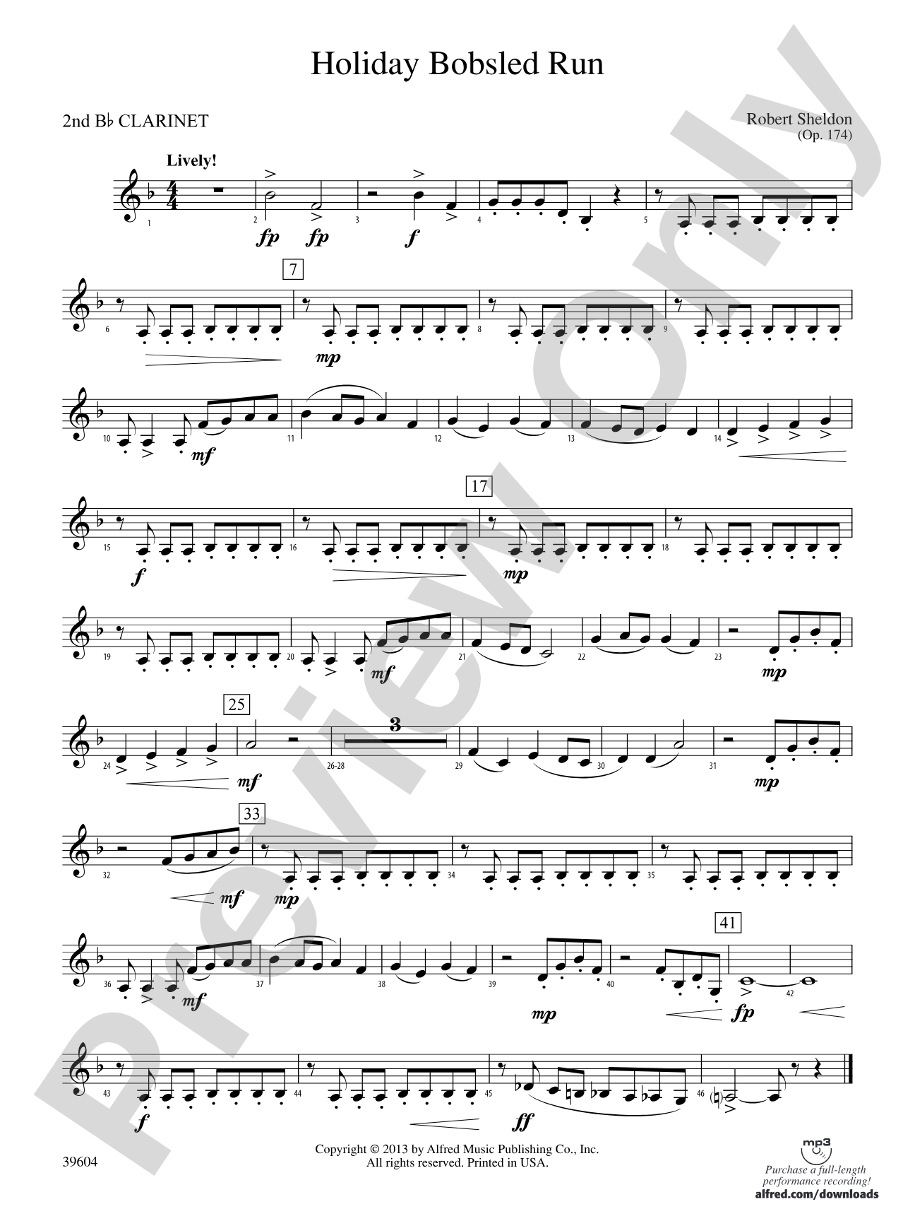 Holiday Bobsled Run: 2nd B-flat Clarinet
