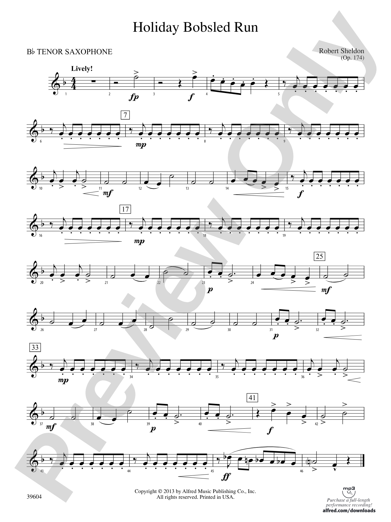 Holiday Bobsled Run: B-flat Tenor Saxophone