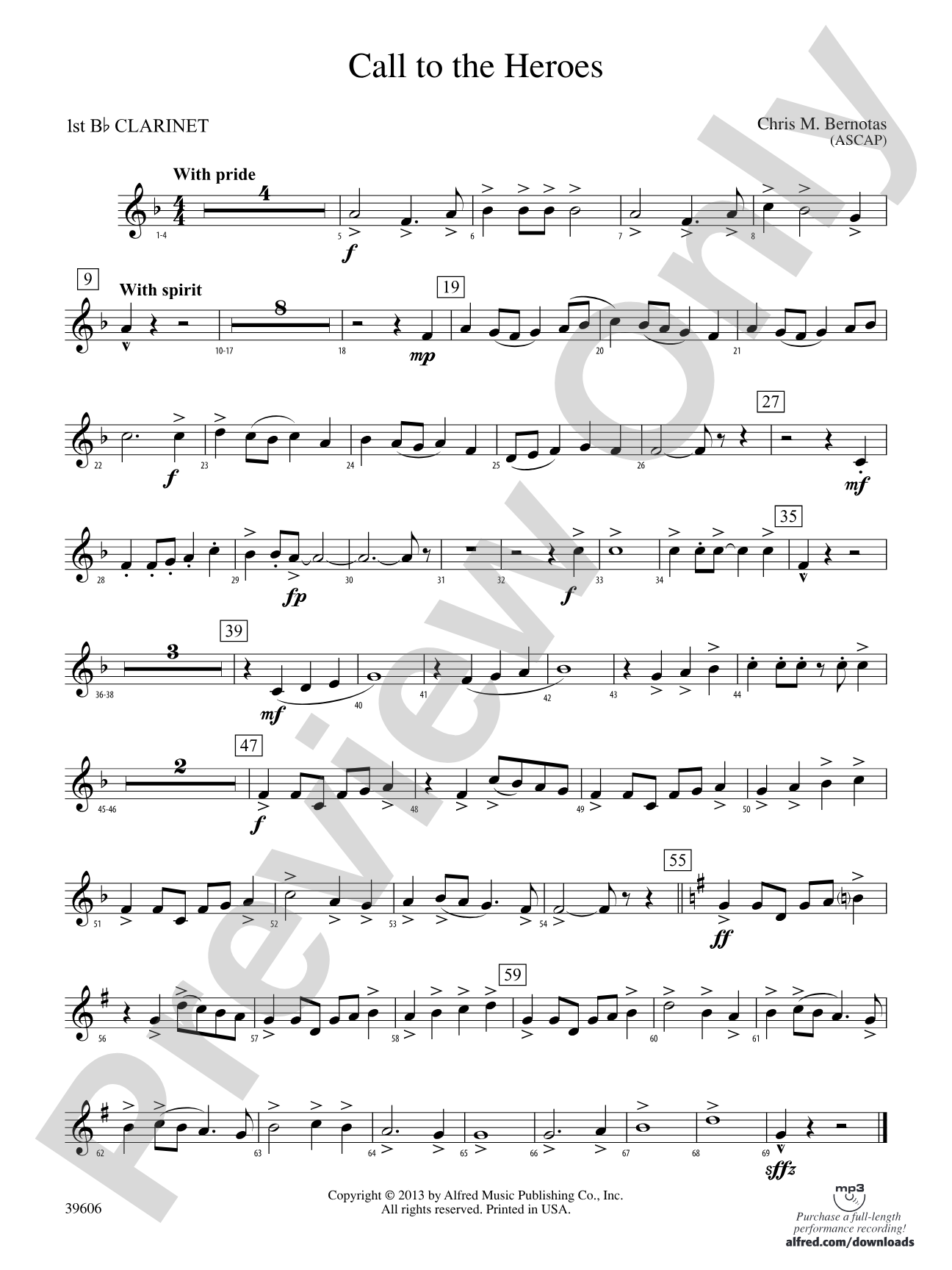 Call to the Heroes: 1st B-flat Clarinet
