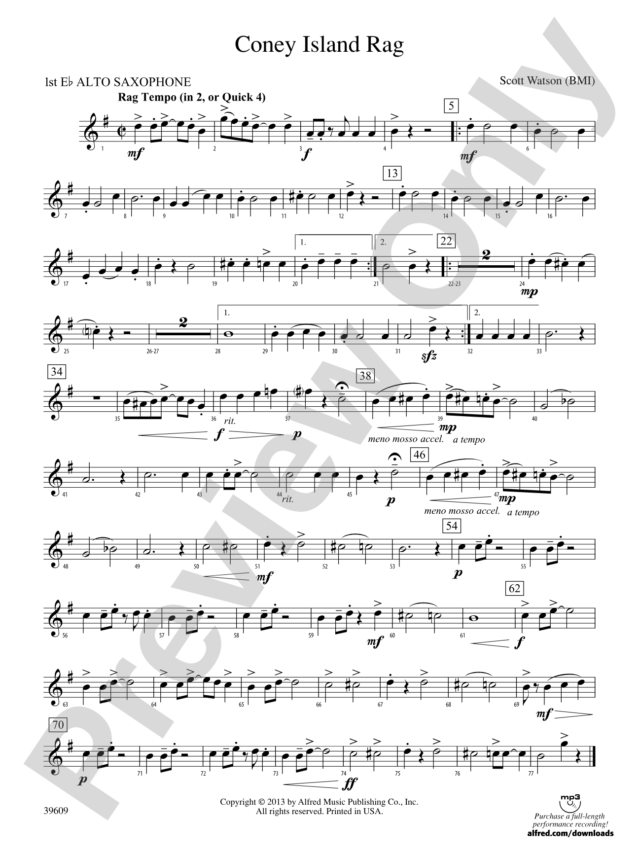 Coney Island Rag: E-flat Alto Saxophone