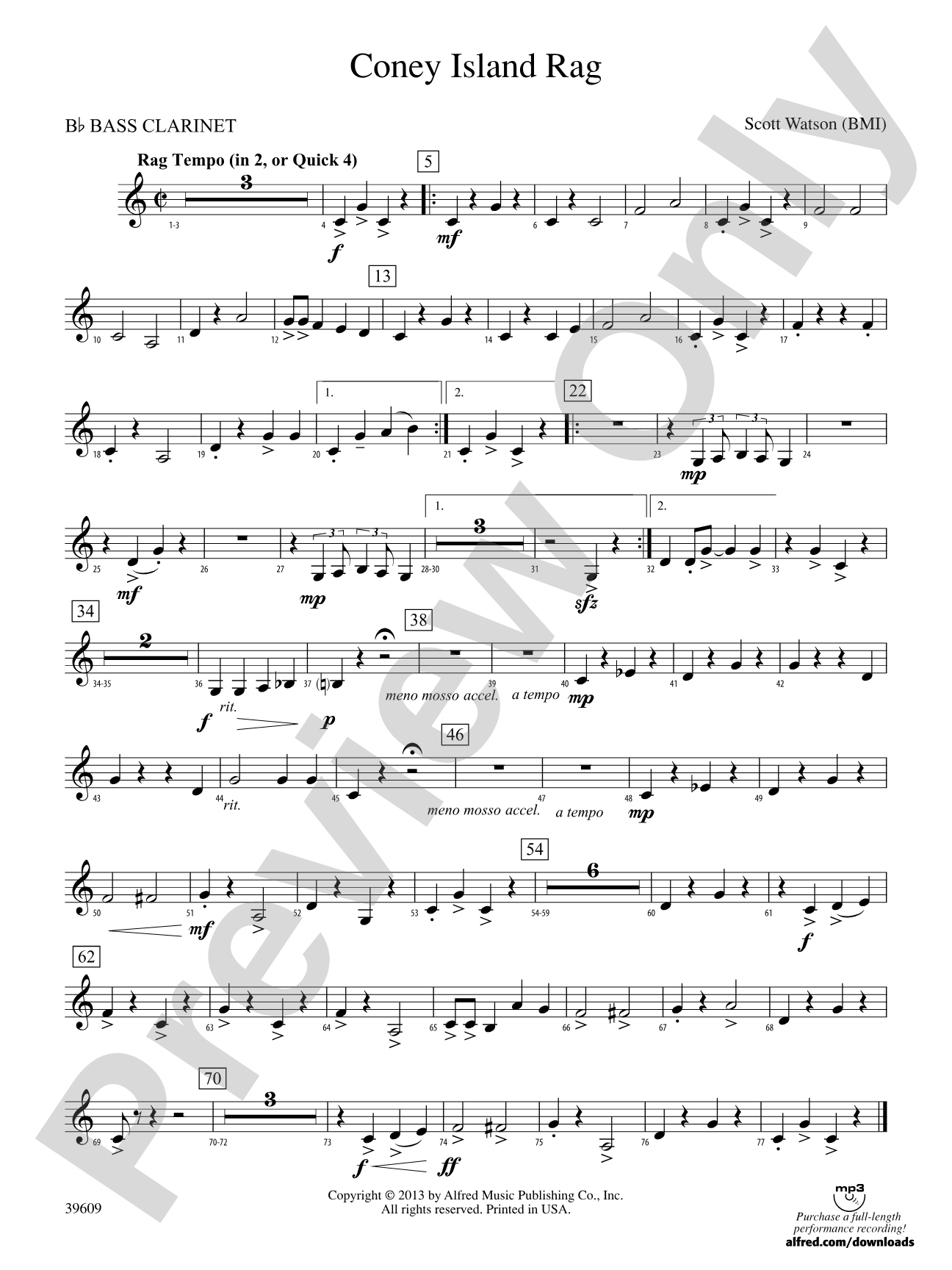 Coney Island Rag: B-flat Bass Clarinet