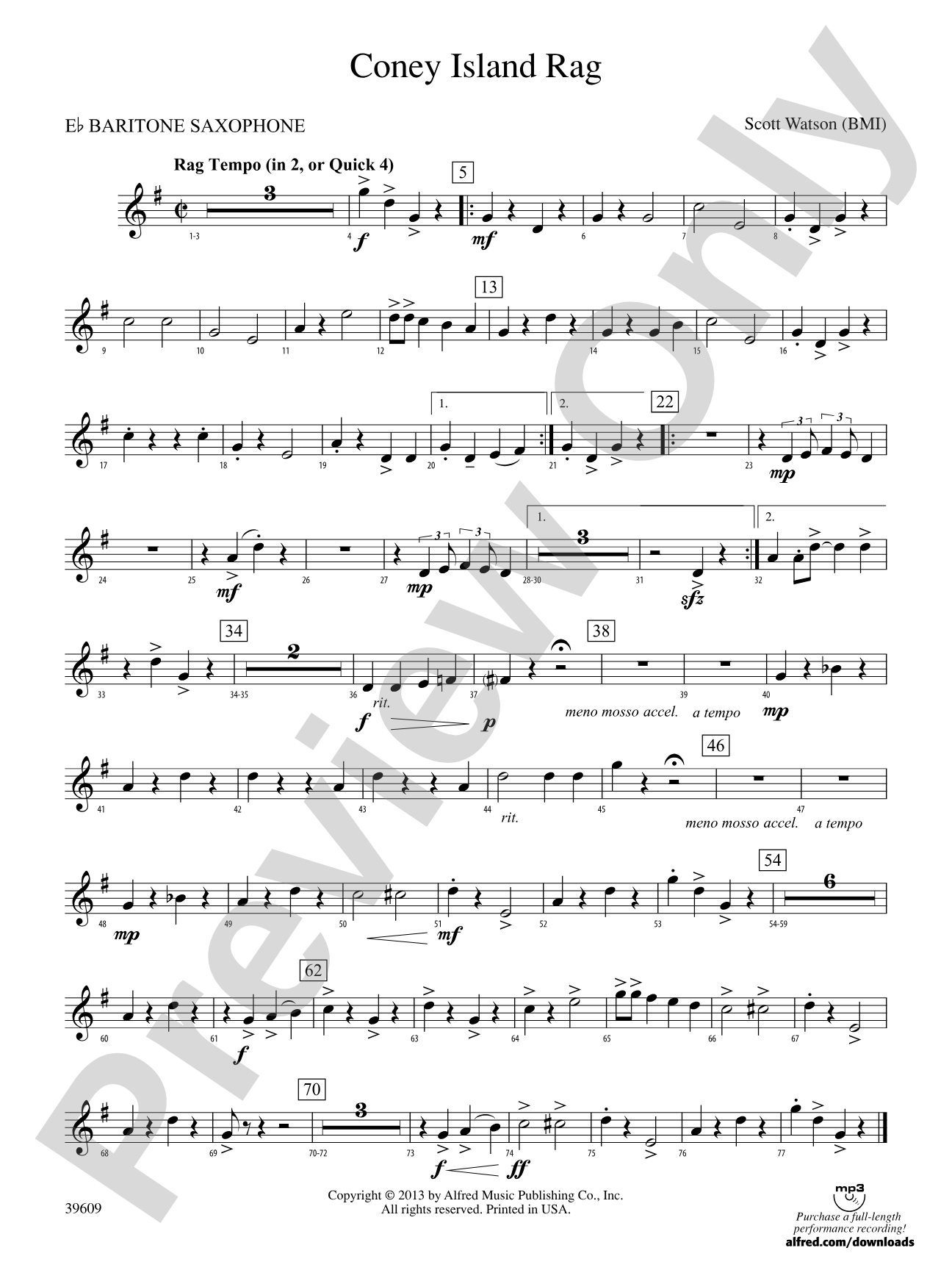 Coney Island Rag: E-flat Baritone Saxophone