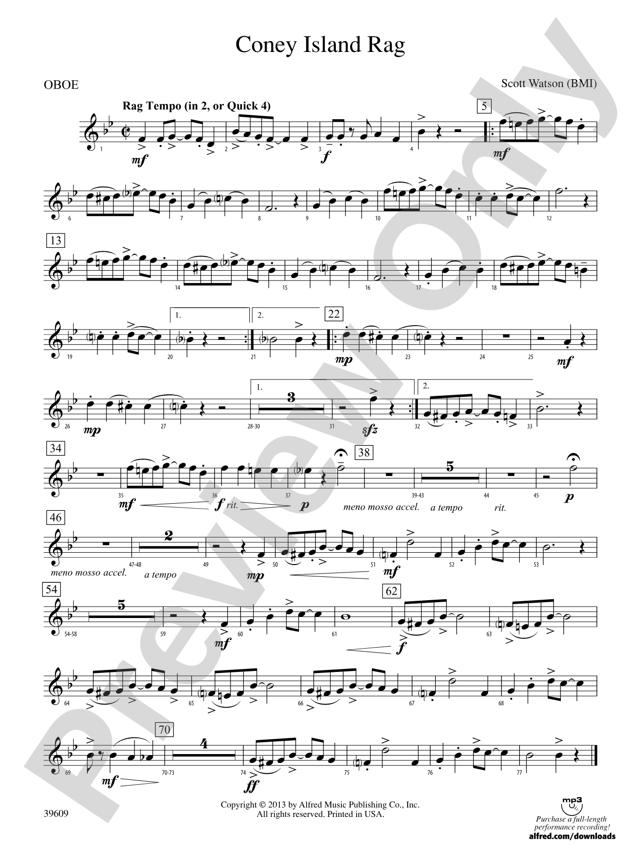 Coney Island Rag: Oboe
