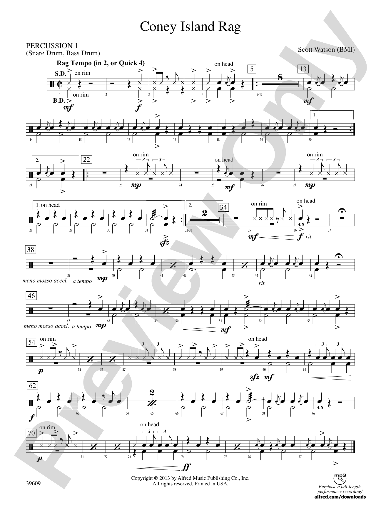 Coney Island Rag: 1st Percussion