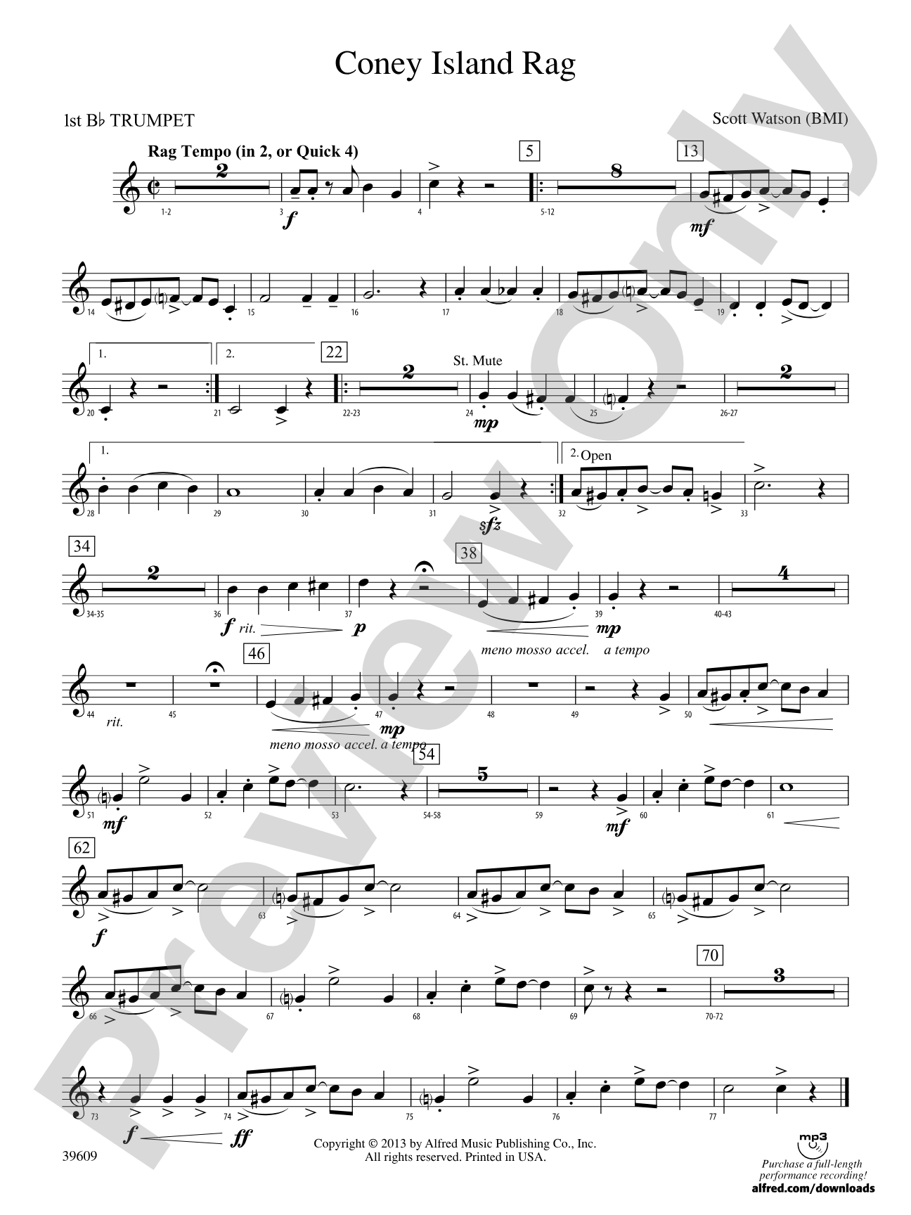 Coney Island Rag: 1st B-flat Trumpet