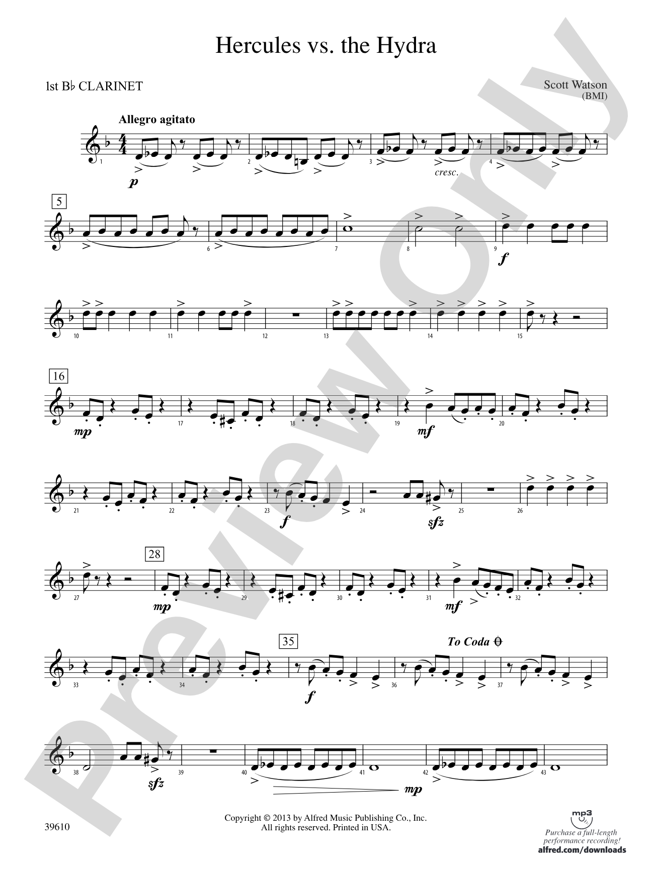 Hercules vs. the Hydra: 1st B-flat Clarinet