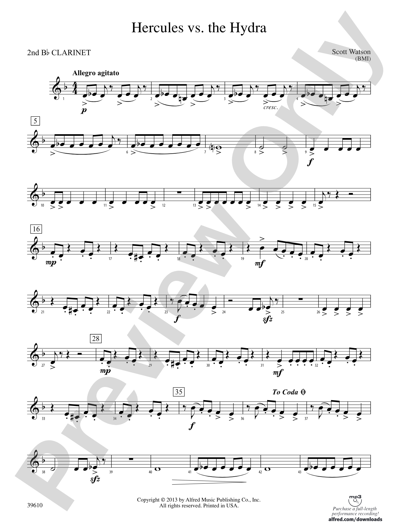 Hercules vs. the Hydra: 2nd B-flat Clarinet